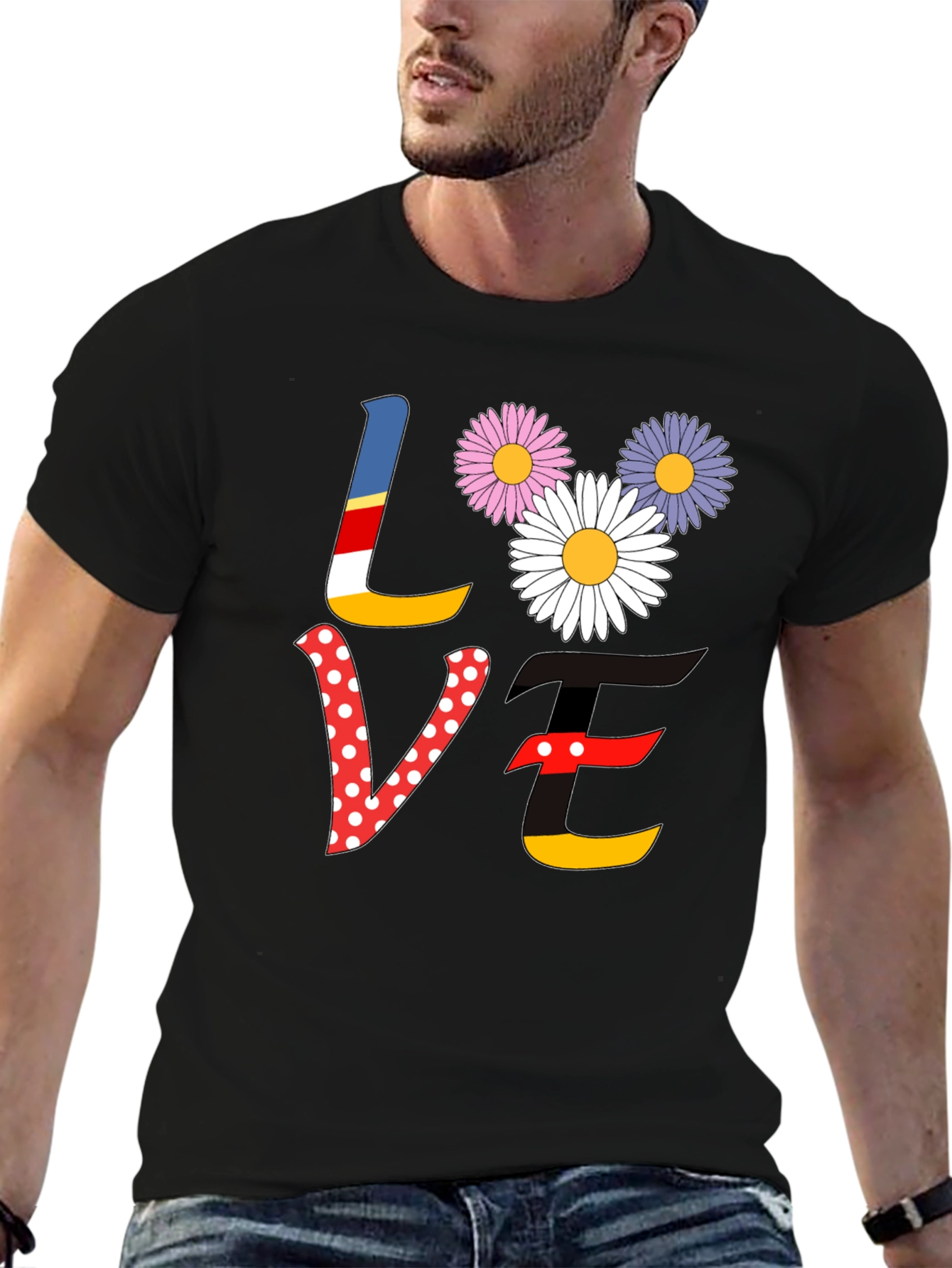 Love Floral Graphic Tee - Black