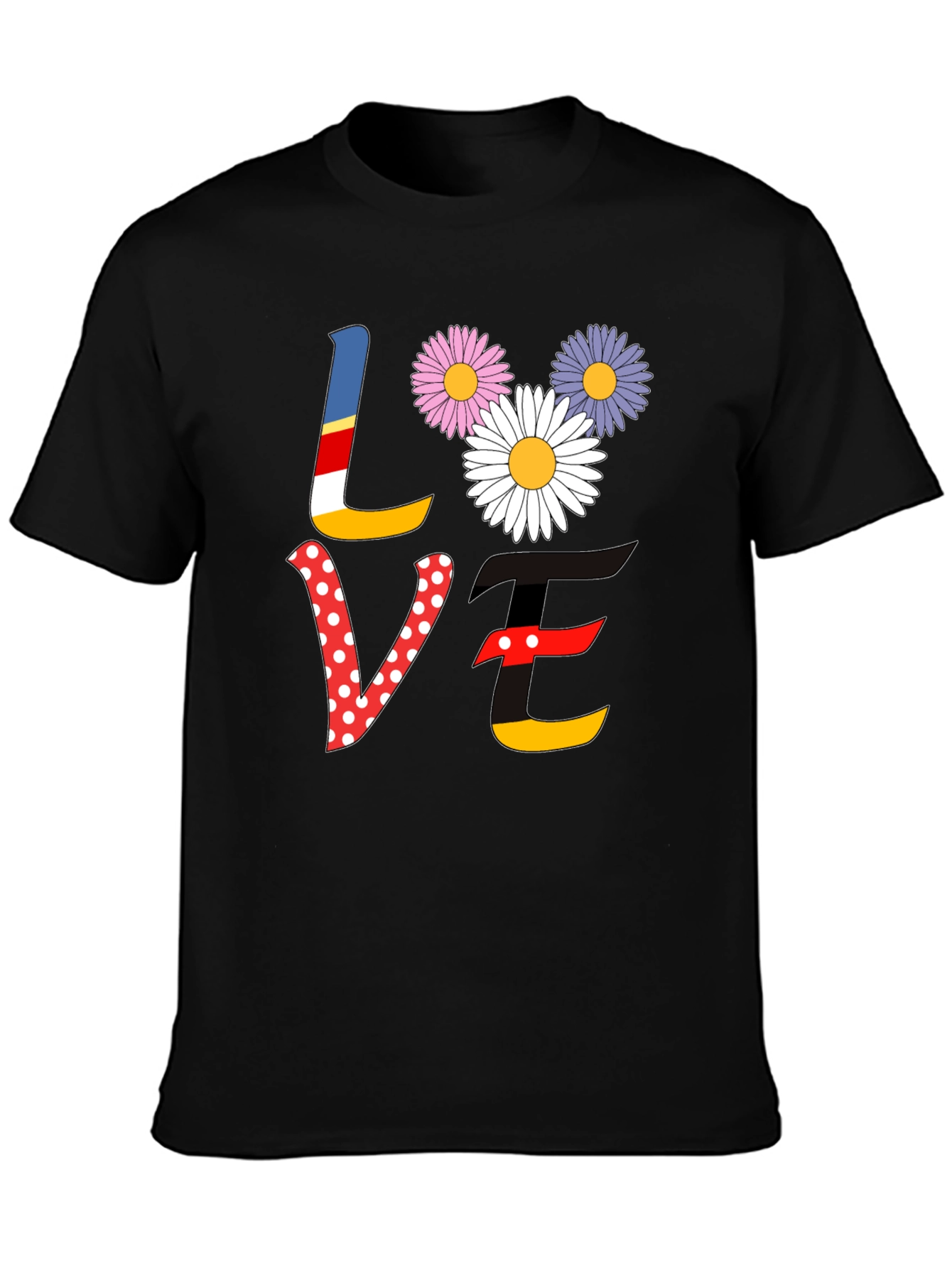 Love Floral Graphic Tee - Black