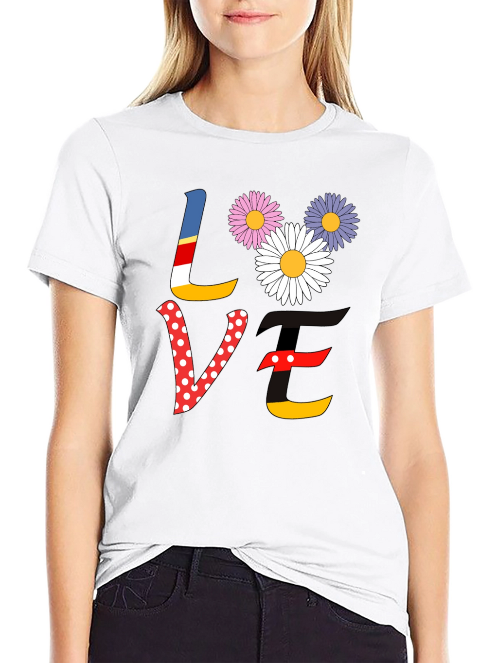 Love Floral Graphic Tee - Black