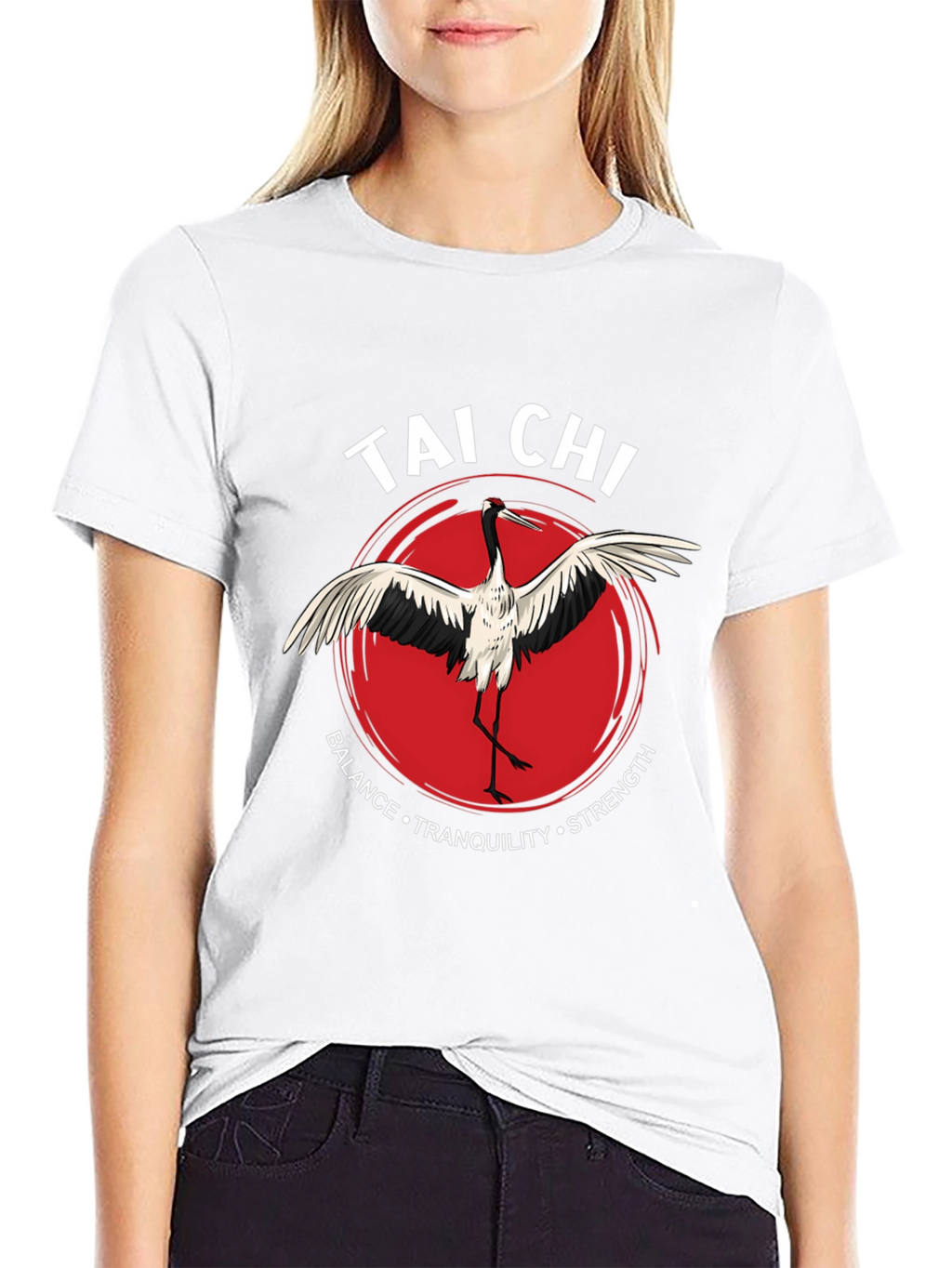 Tai Chi Crane Graphic Tee - Balance Tranquility Strength