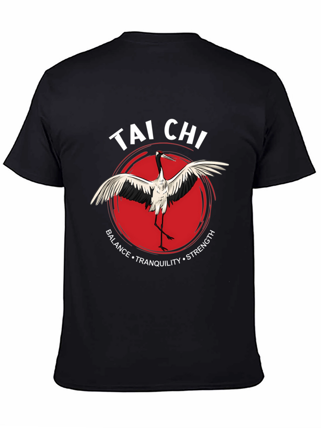 Tai Chi Crane Graphic Tee - Balance Tranquility Strength