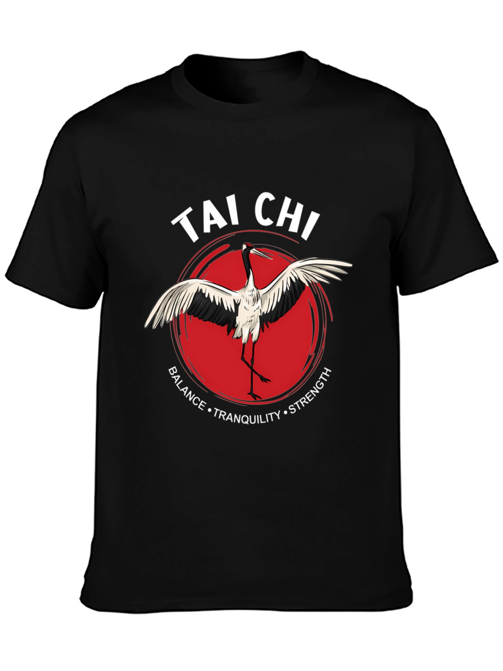 Tai Chi Crane Graphic Tee - Balance Tranquility Strength