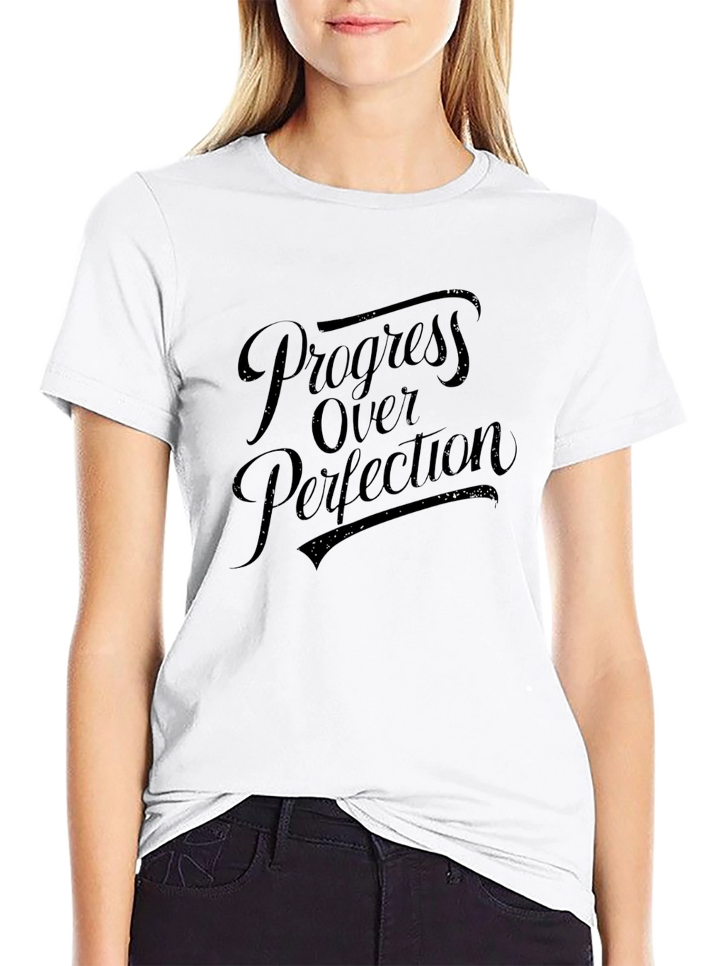 Progress Over Perfection Graphic Tee - Black