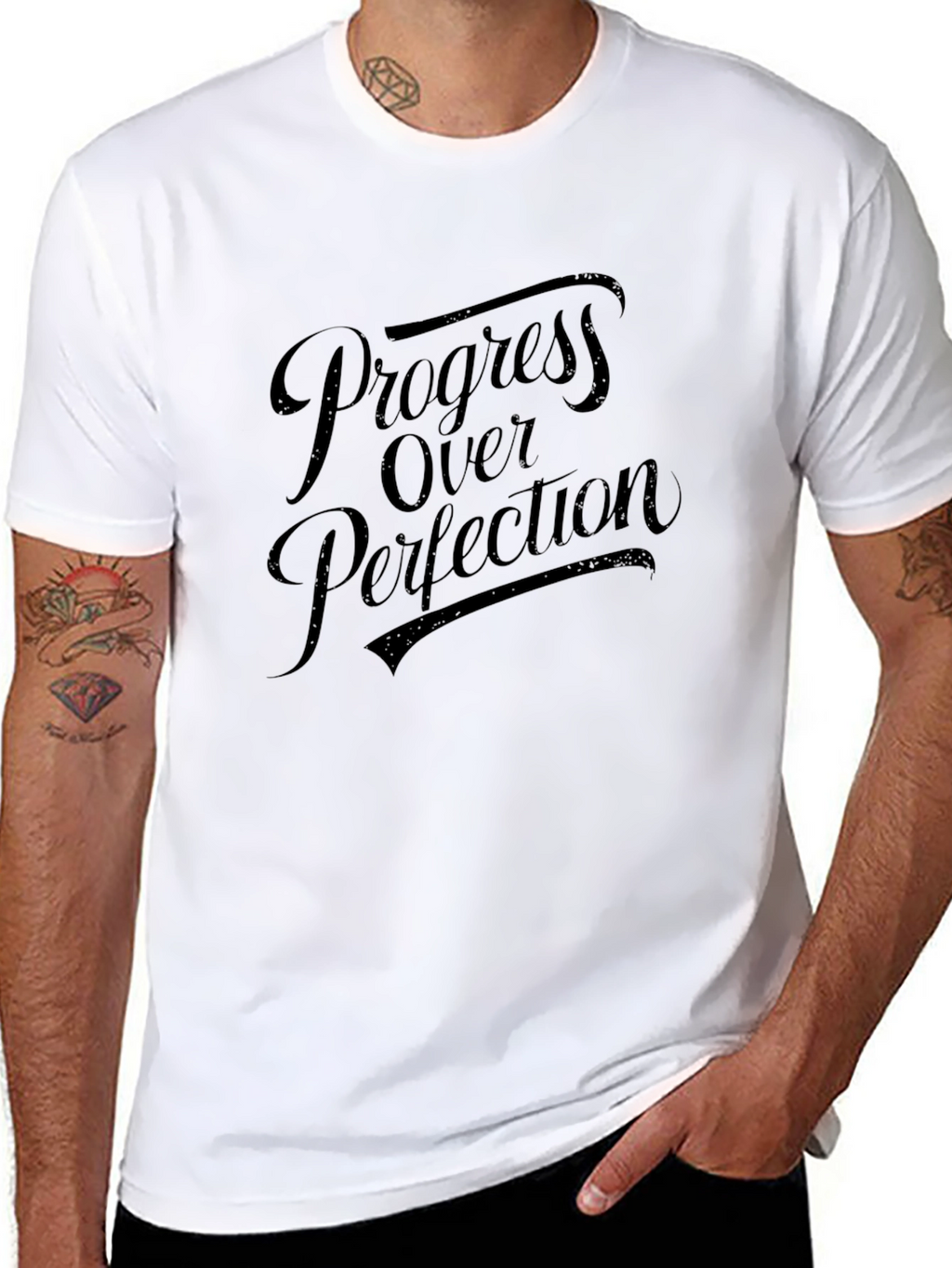 Progress Over Perfection Graphic Tee - Black