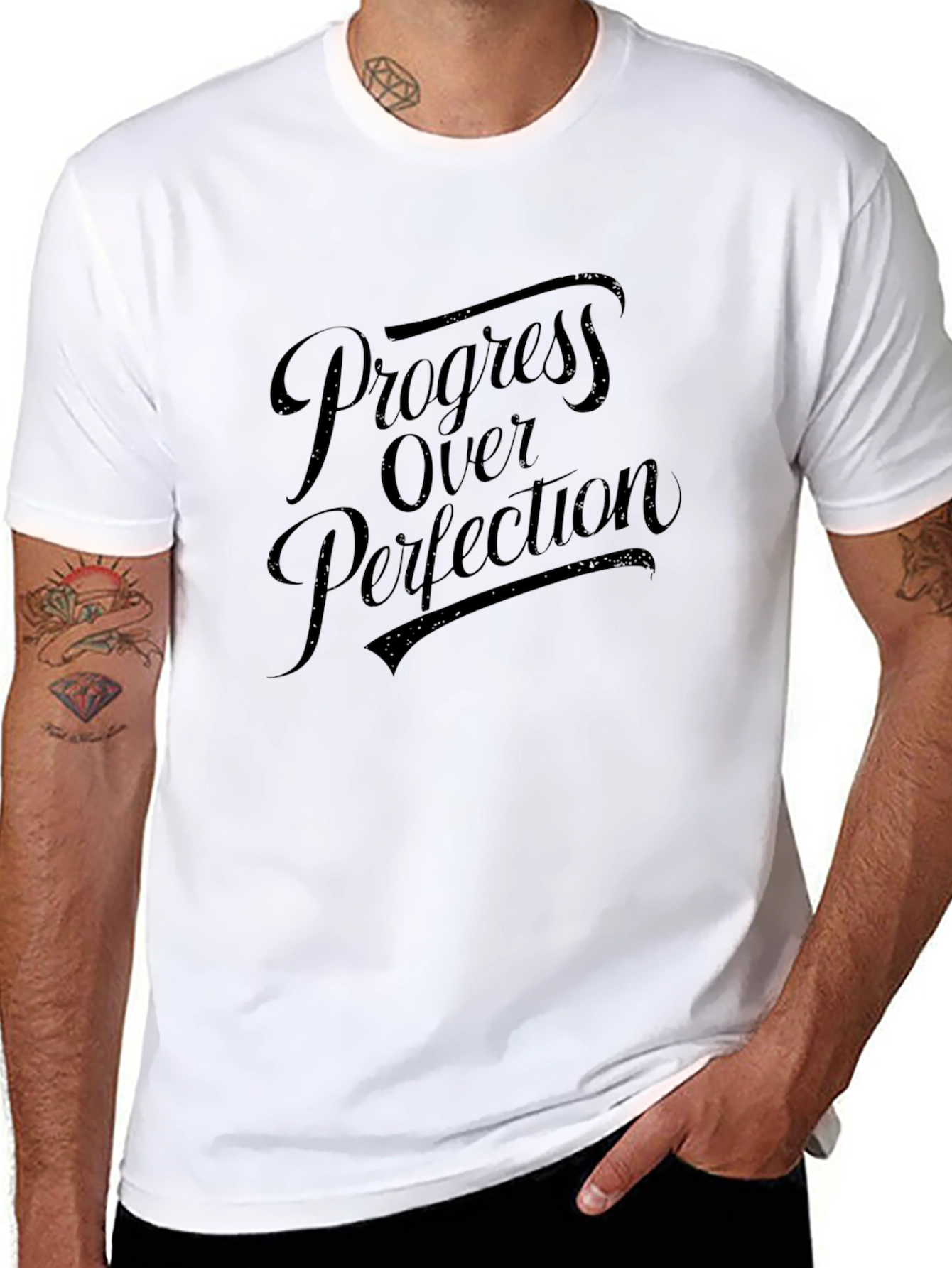 Progress Over Perfection Graphic Tee - Black