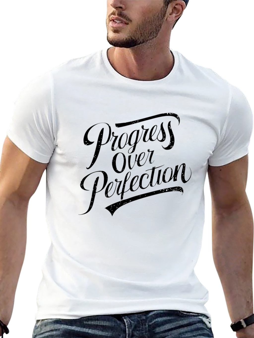 Progress Over Perfection Graphic Tee - Black
