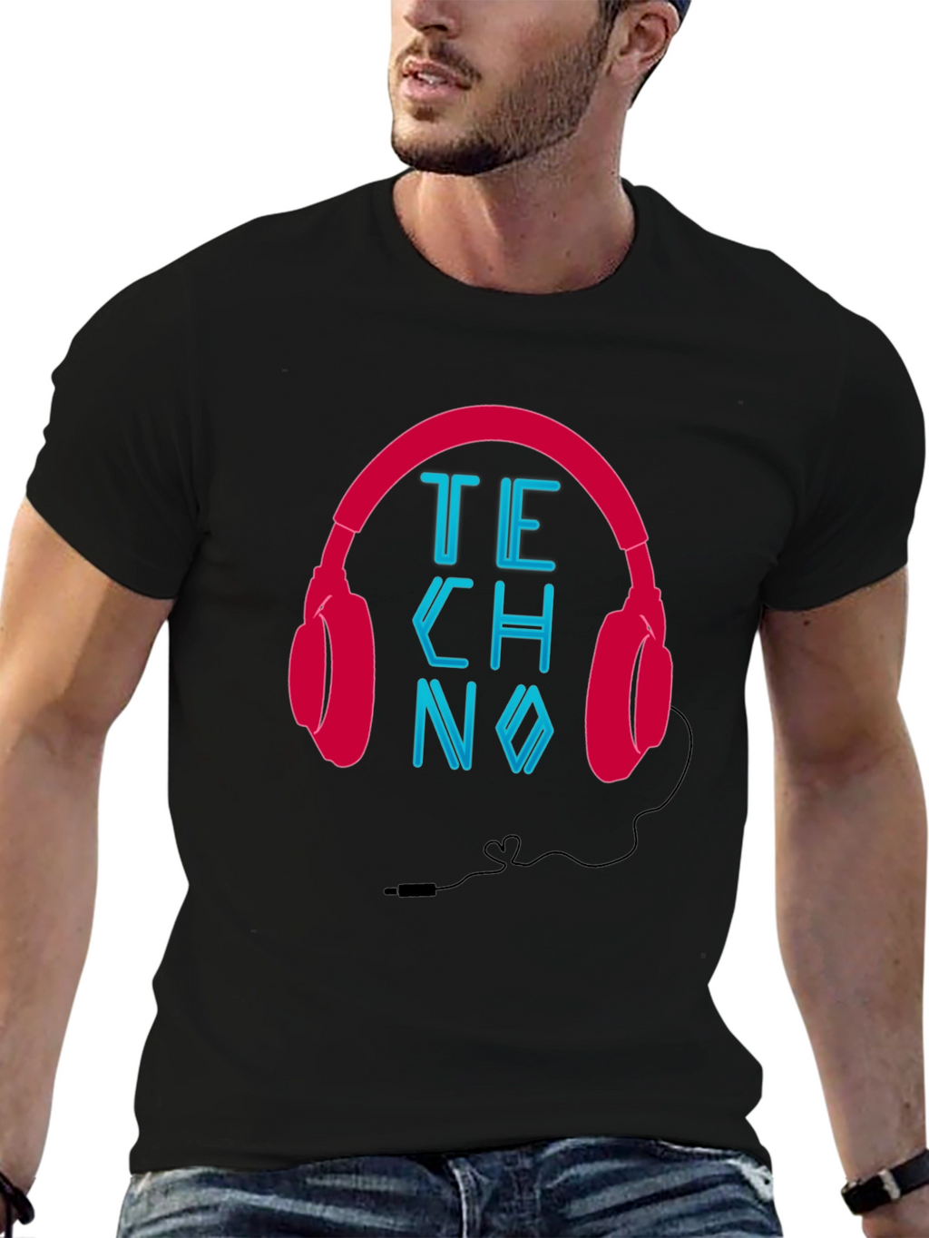 Techno Headphones Graphic Tee