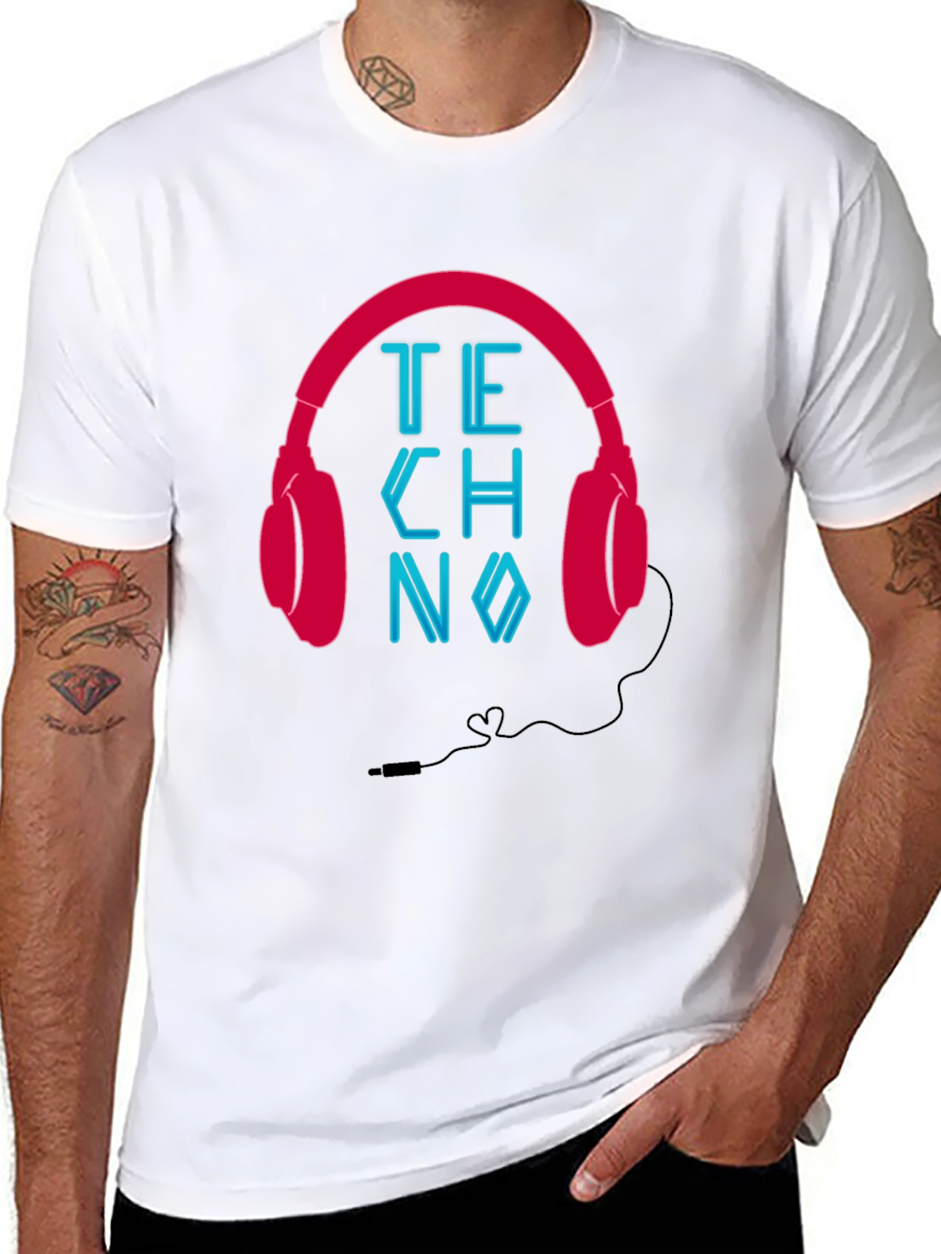 Techno Headphones Graphic Tee