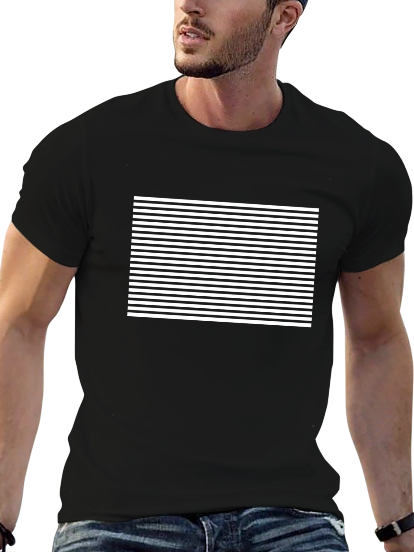 Striped Graphic Tee - Classic Black