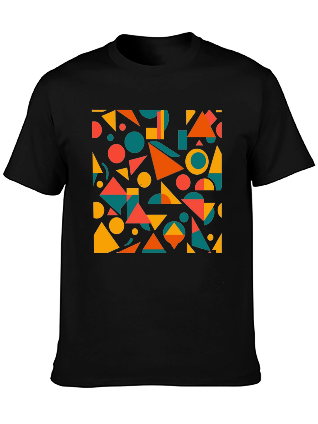 Geometric Pattern Black T-Shirt: Modern Art Tee