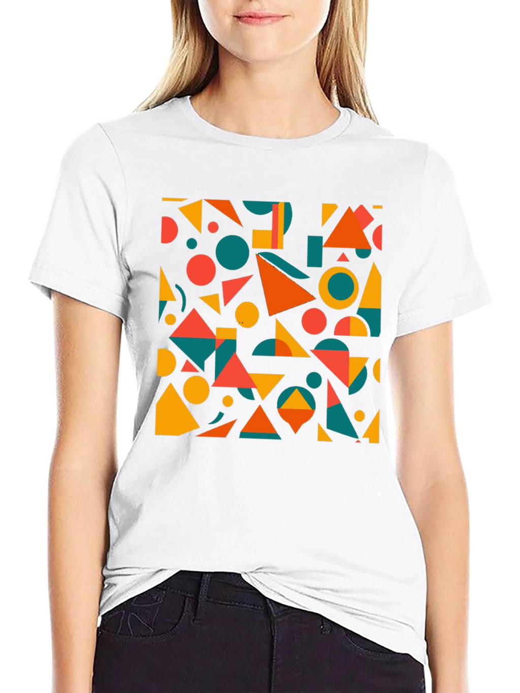 Geometric Pattern Black T-Shirt: Modern Art Tee