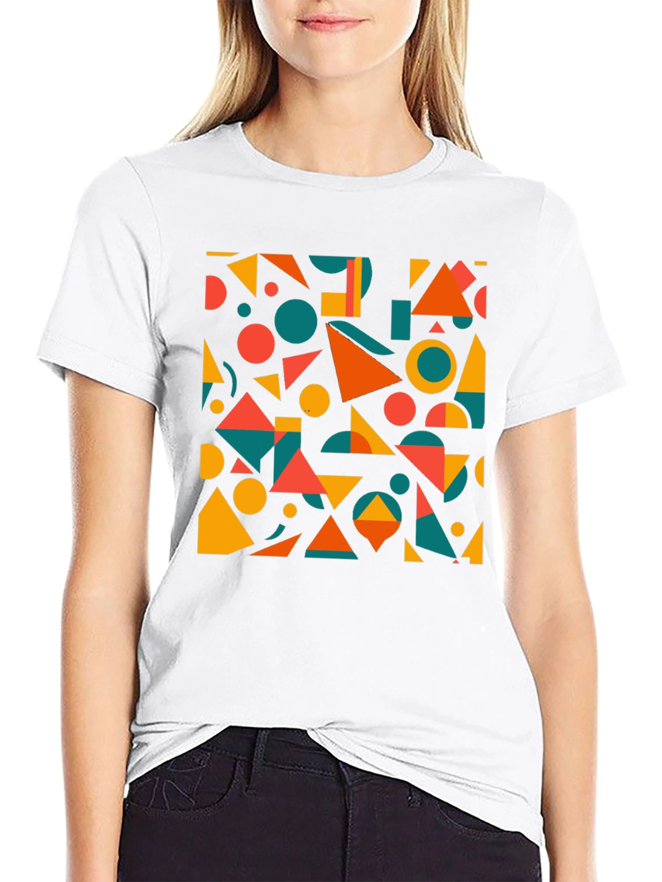 Geometric Pattern Black T-Shirt: Modern Art Tee