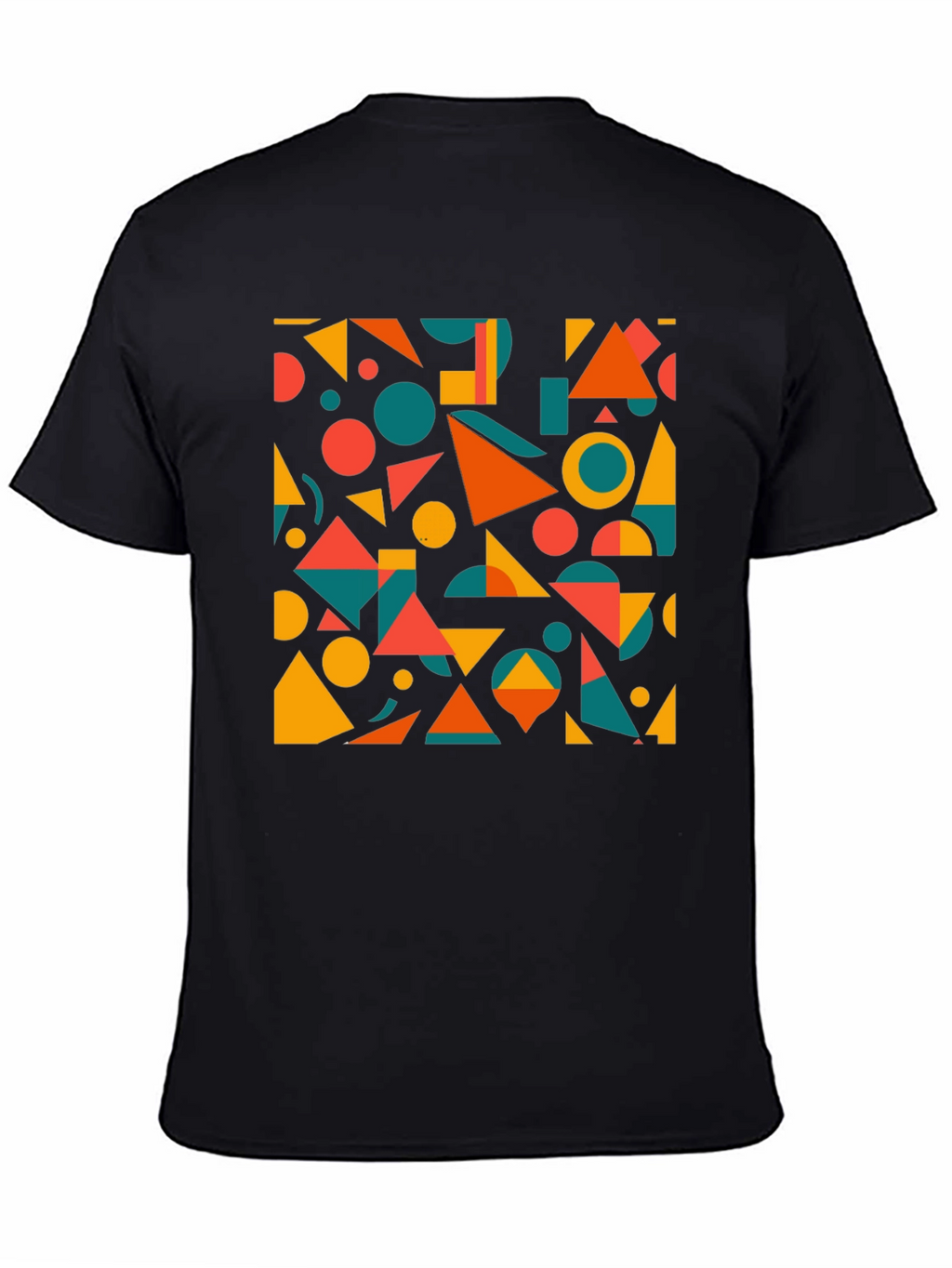 Geometric Pattern Black T-Shirt: Modern Art Tee