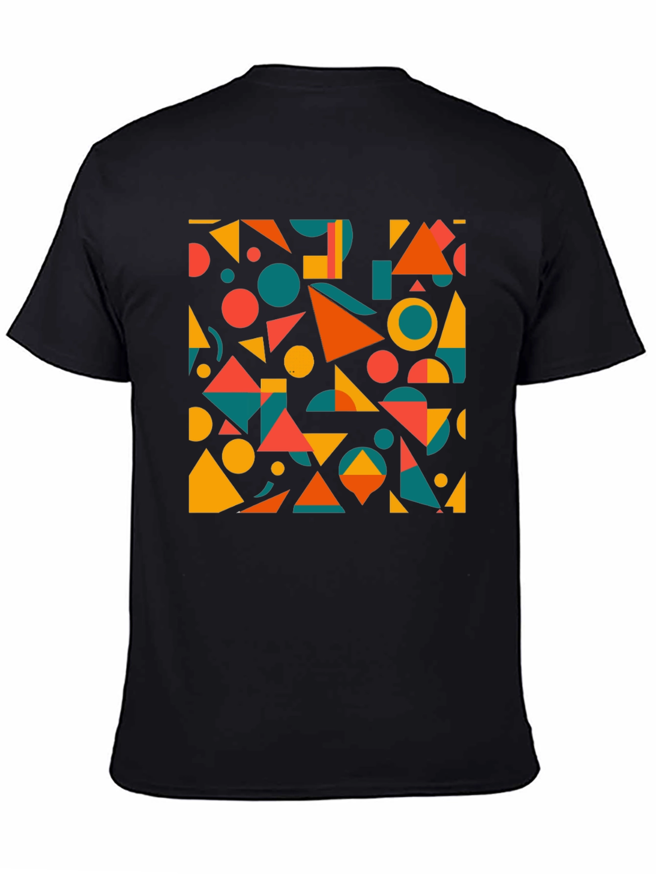 Geometric Pattern Black T-Shirt: Modern Art Tee