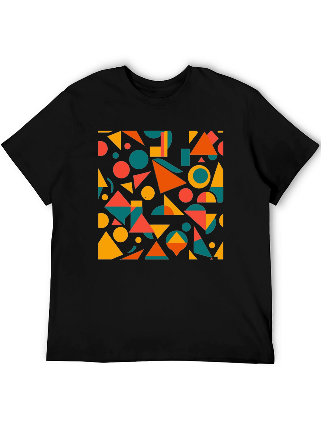 Geometric Pattern Black T-Shirt: Modern Art Tee