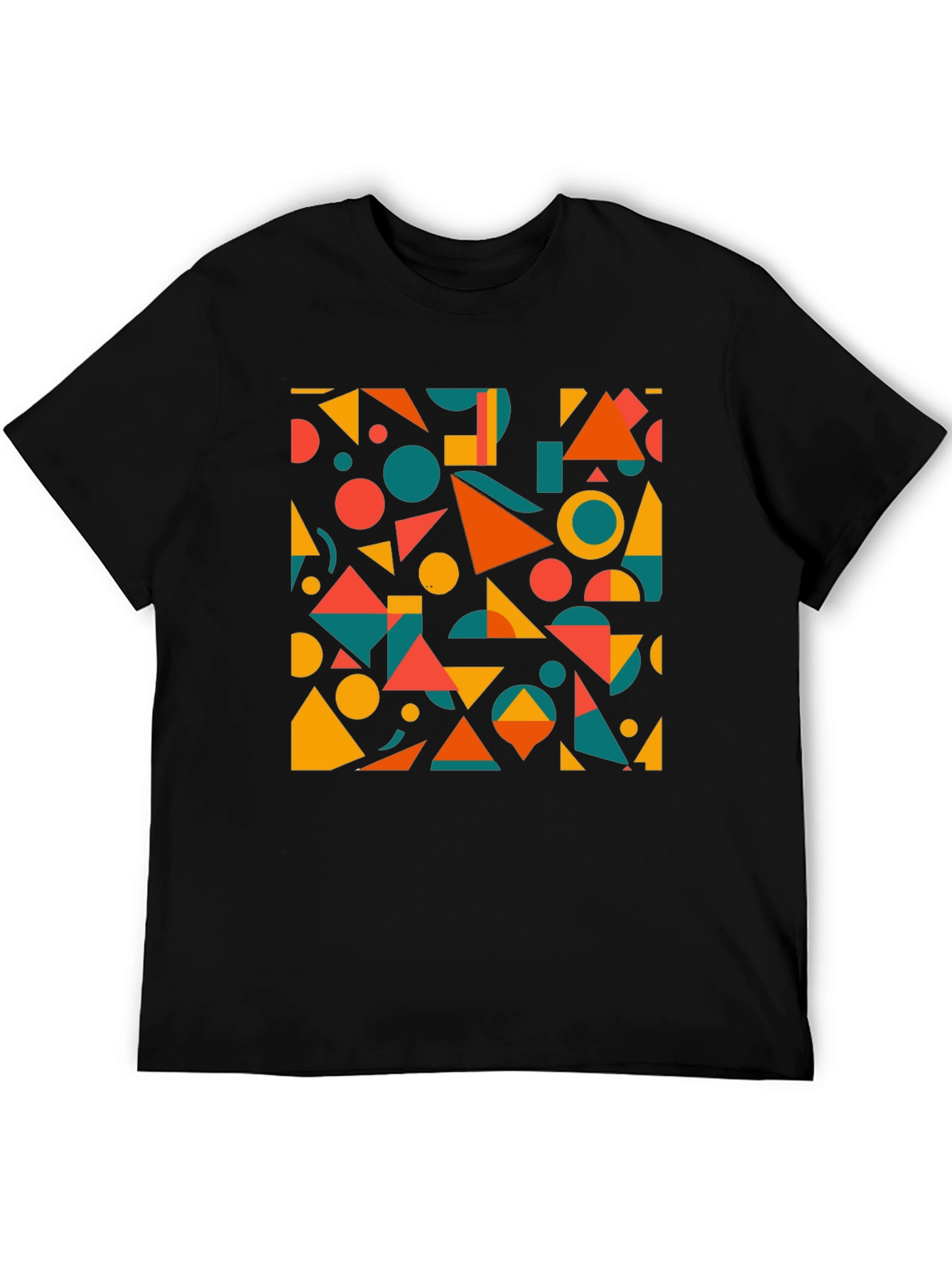 Geometric Pattern Black T-Shirt: Modern Art Tee