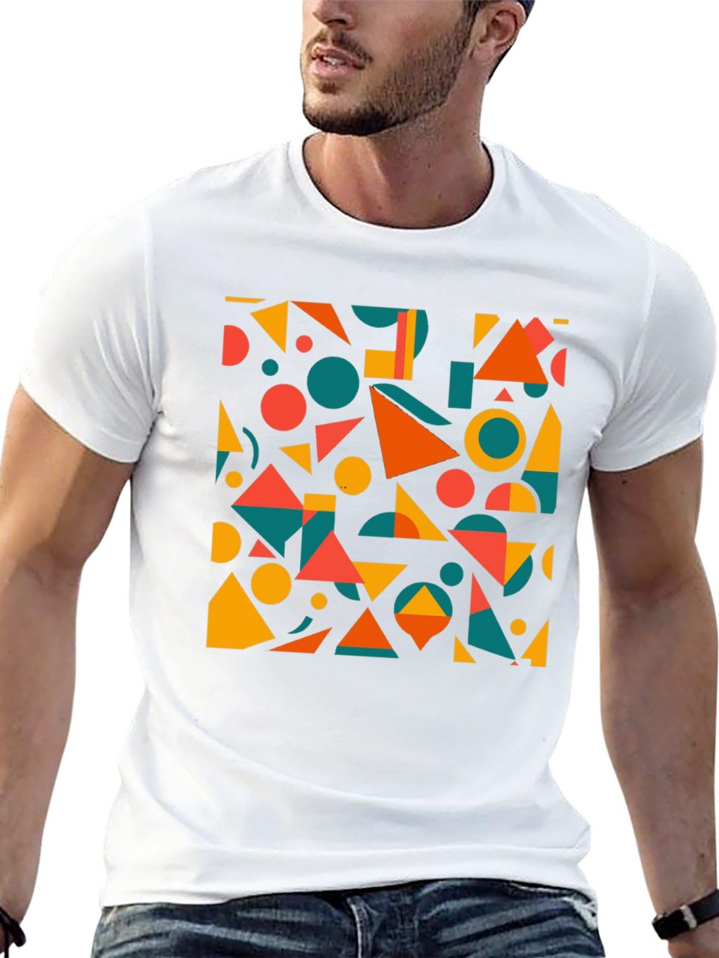 Geometric Pattern Black T-Shirt: Modern Art Tee