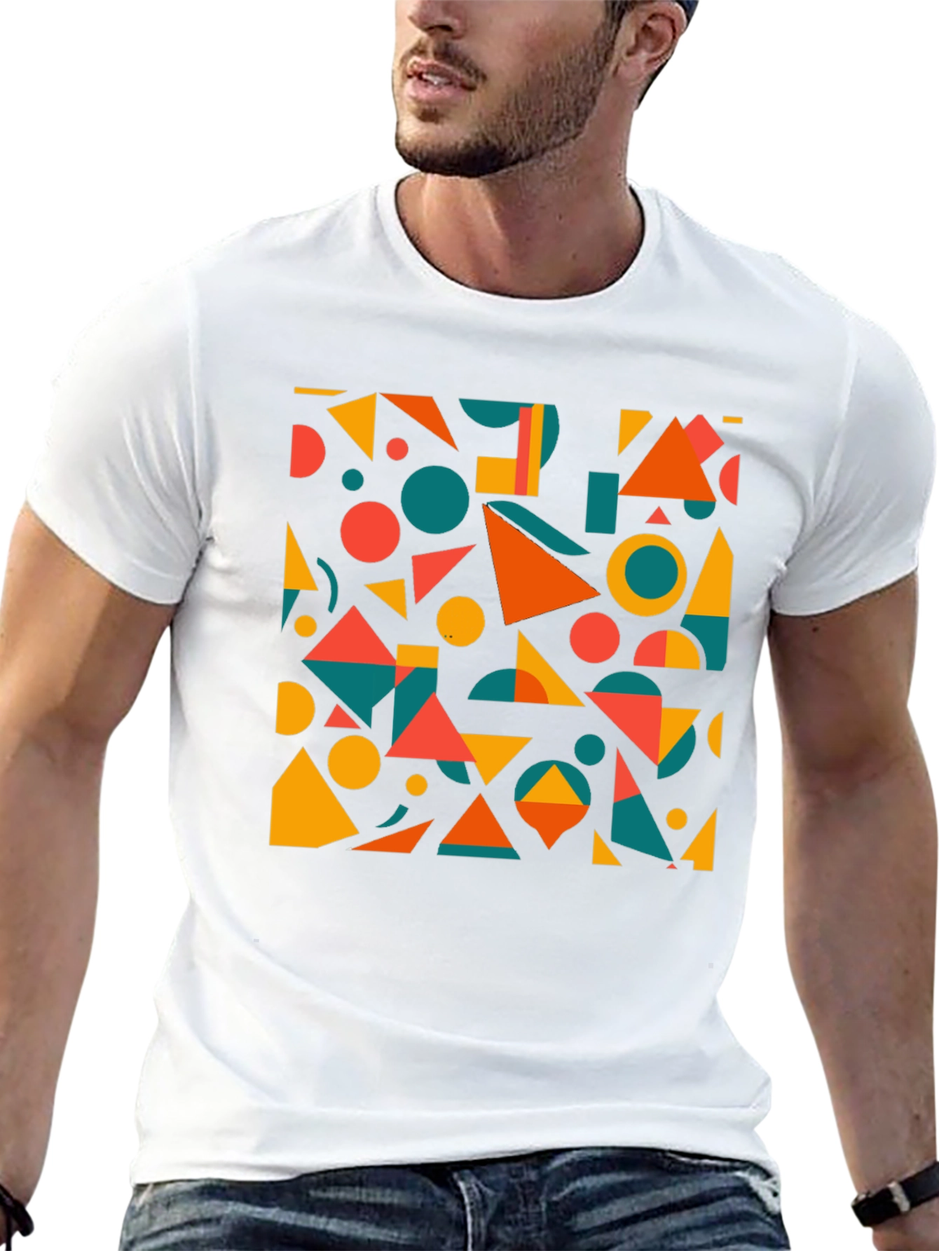 Geometric Pattern Black T-Shirt: Modern Art Tee
