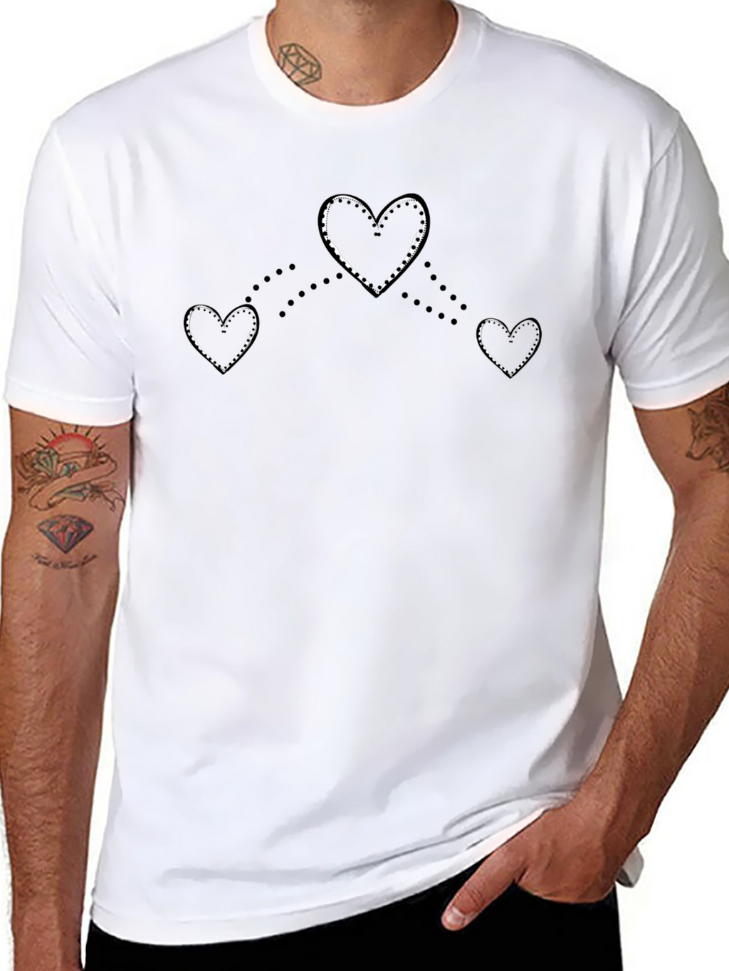 Heart Pattern Black T-Shirt
