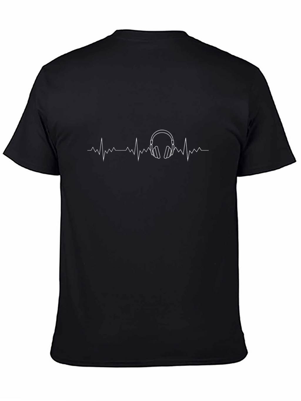 Music Lovers Black Graphic Tee - Heartbeat Headphones