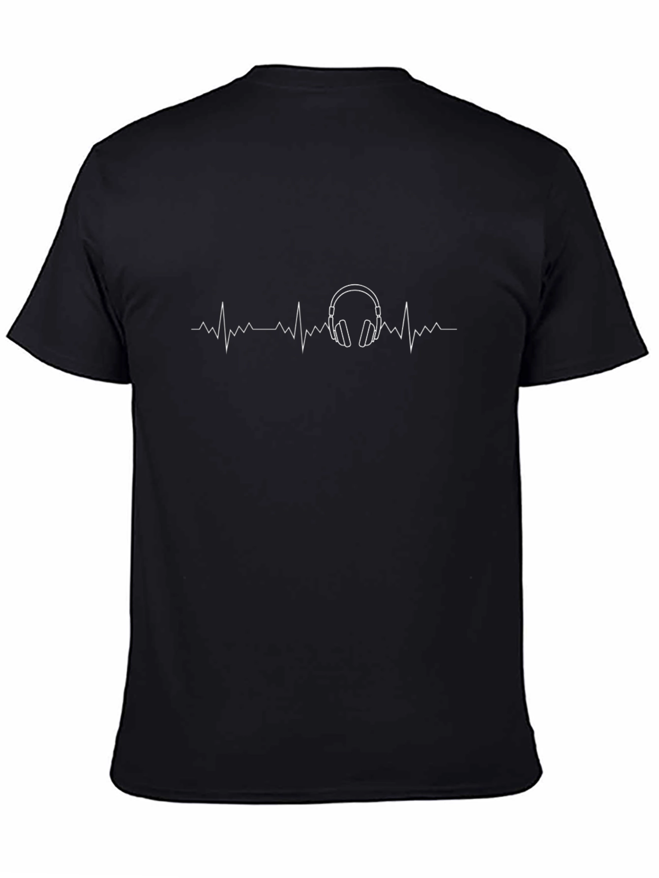 Music Lovers Black Graphic Tee - Heartbeat Headphones