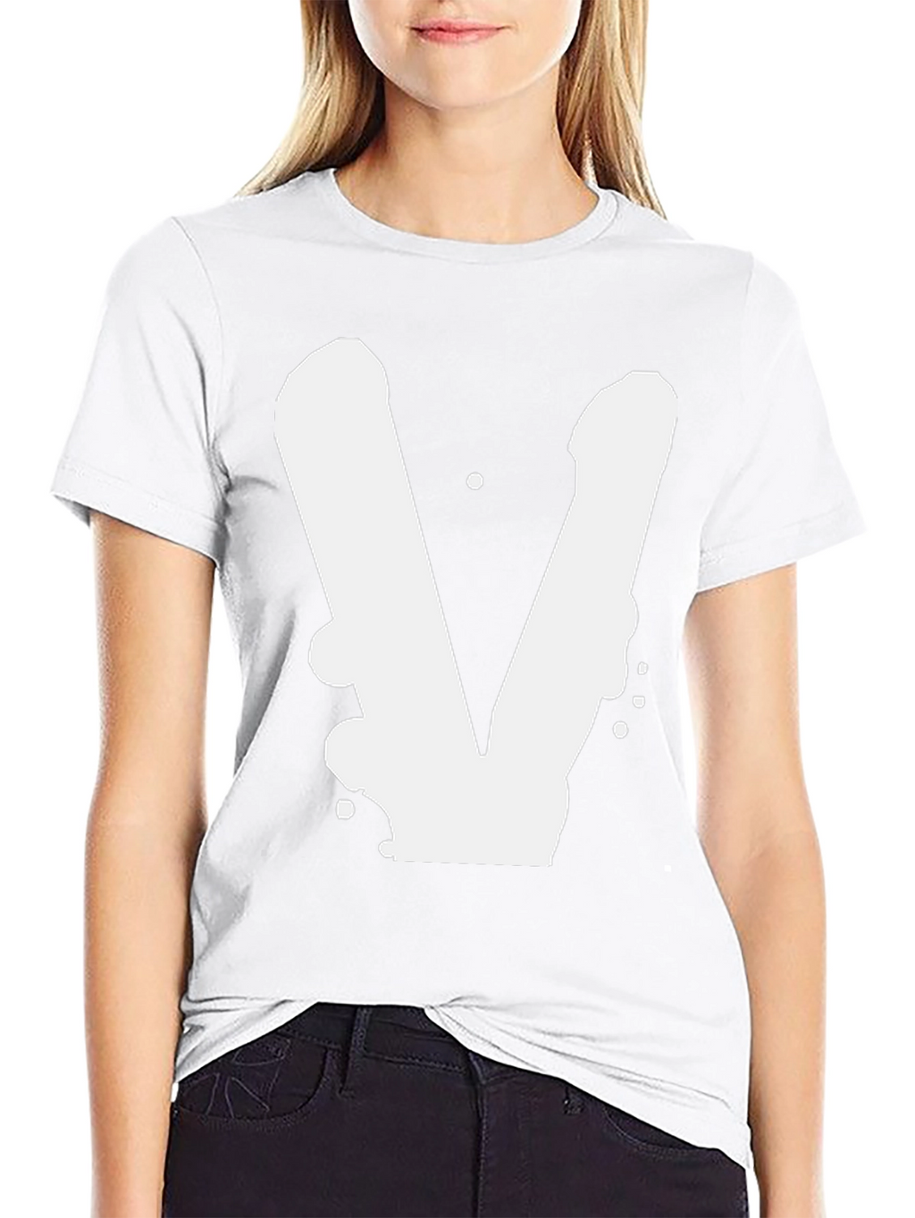 Bold V Graphic Black T-Shirt - Casual Style