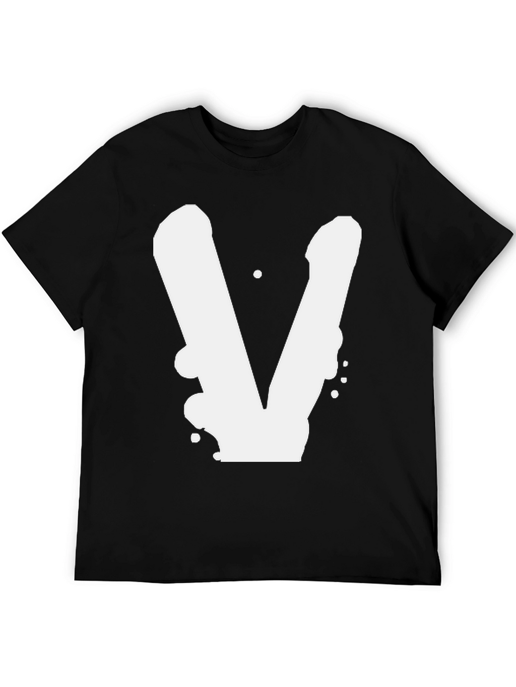 Bold V Graphic Black T-Shirt - Casual Style