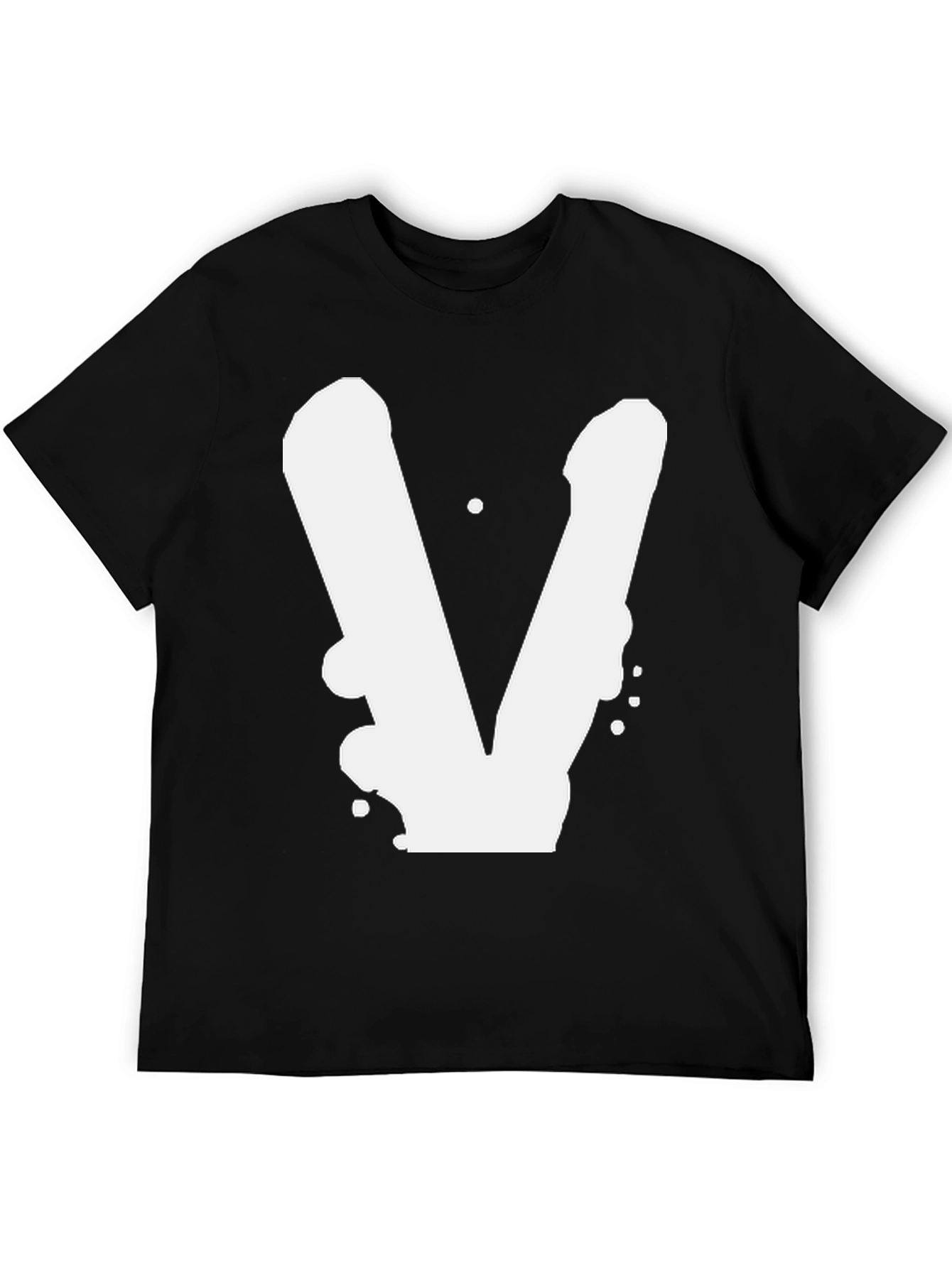 Bold V Graphic Black T-Shirt - Casual Style