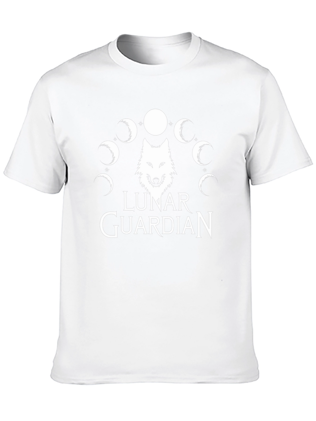 Lunar Guardian Wolf T-Shirt - Moon Phase Design