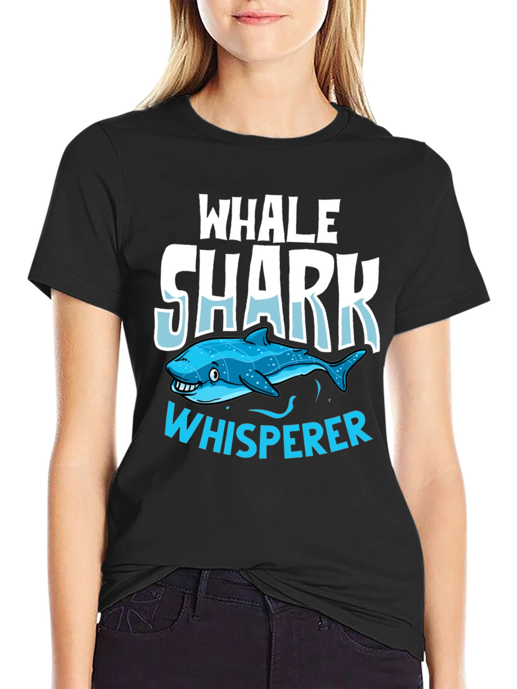 Whale Shark Whisperer Graphic Tee - Black Cotton T-Shirt