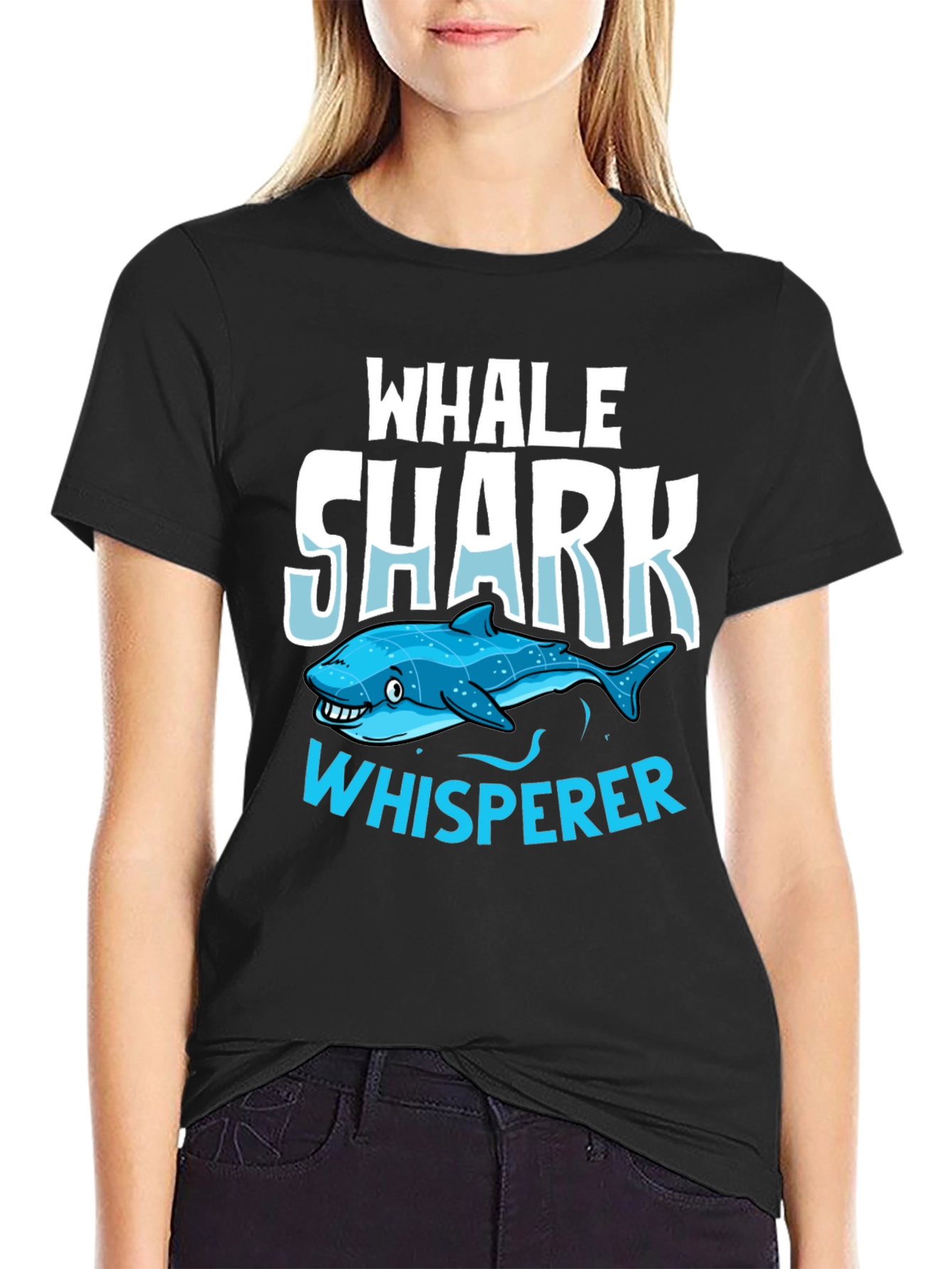 Whale Shark Whisperer Graphic Tee - Black Cotton T-Shirt