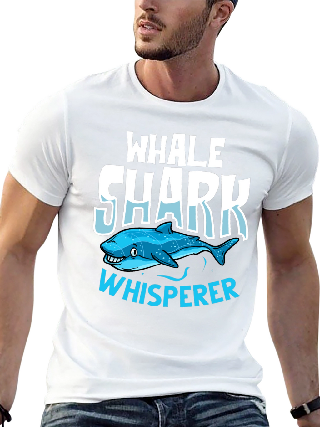 Whale Shark Whisperer Graphic Tee - Black Cotton T-Shirt
