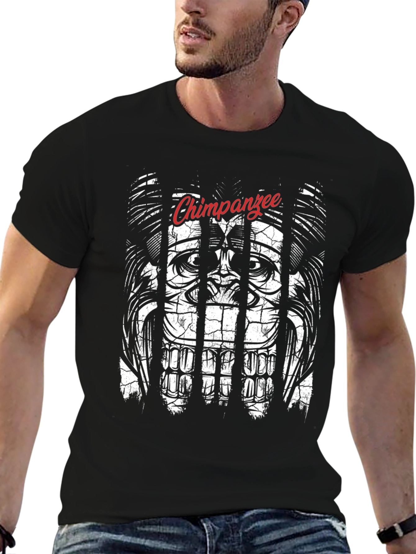 Chimpanzee Behind Bars Graphic Tee