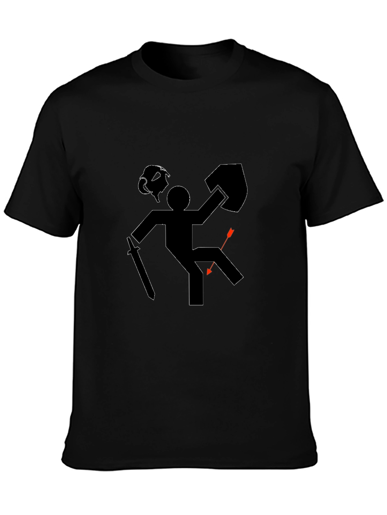 Humorous RPG Gamer Black T-Shirt - Warrior Down!