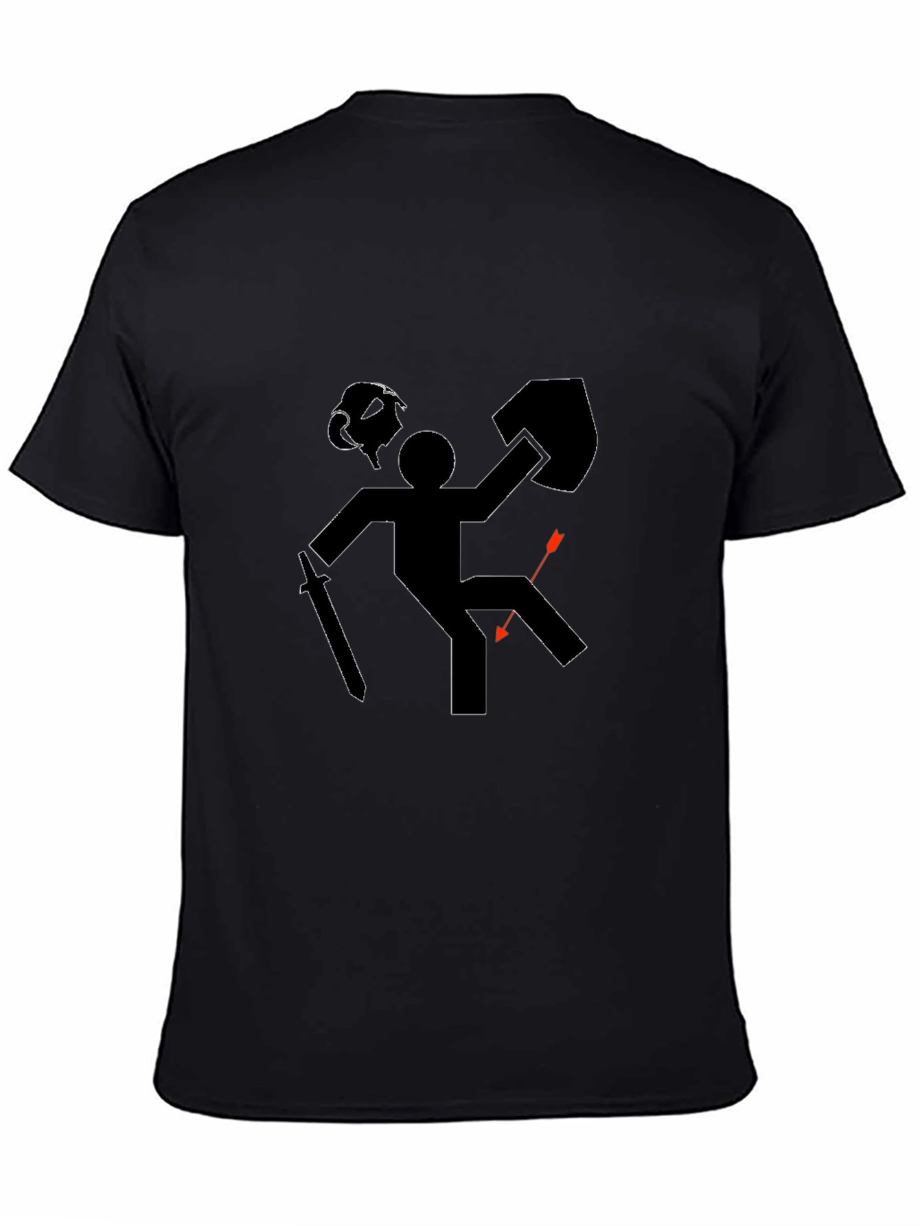 Humorous RPG Gamer Black T-Shirt - Warrior Down!