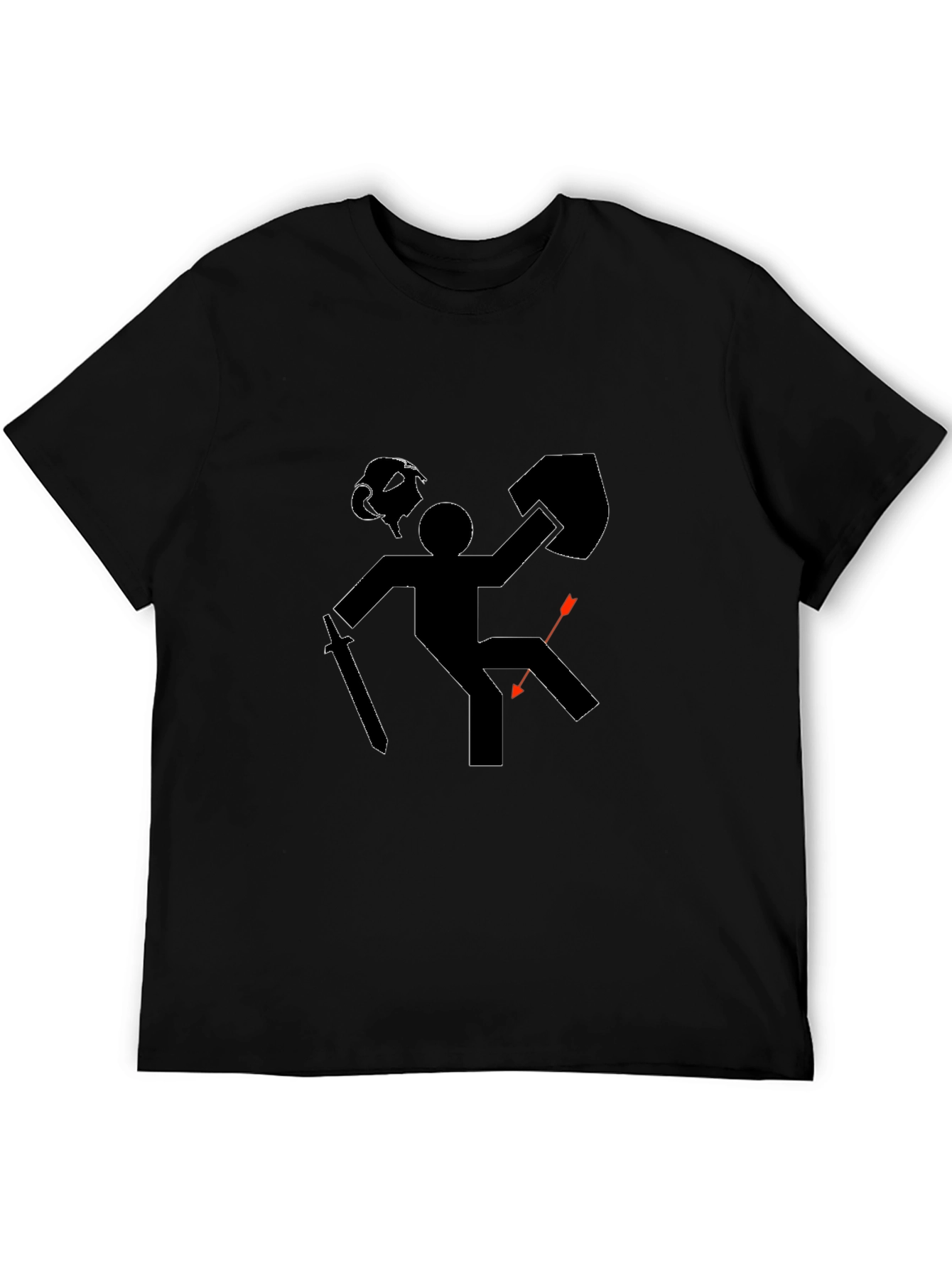 Humorous RPG Gamer Black T-Shirt - Warrior Down!