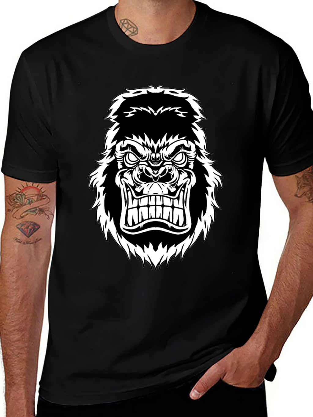 Mens Gorilla Graphic Tee - Black