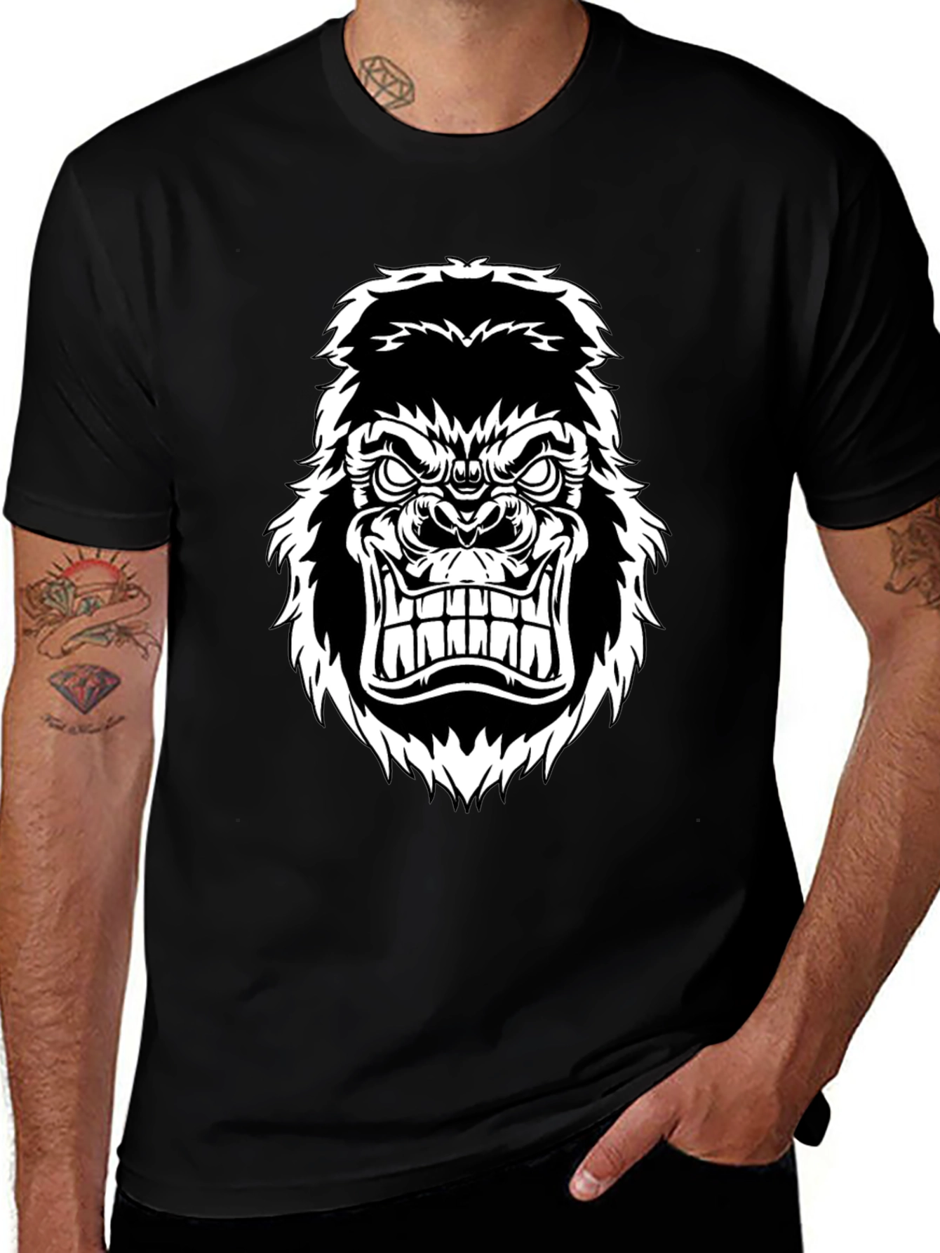 Mens Gorilla Graphic Tee - Black