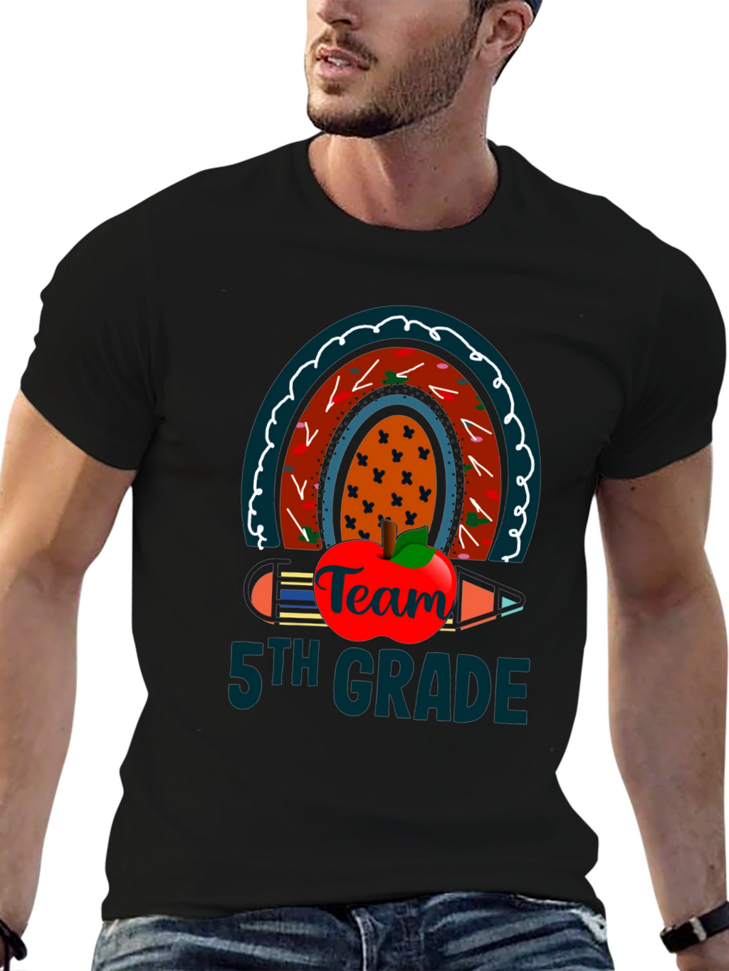 5th Grade Team Rainbow Apple T-Shirt