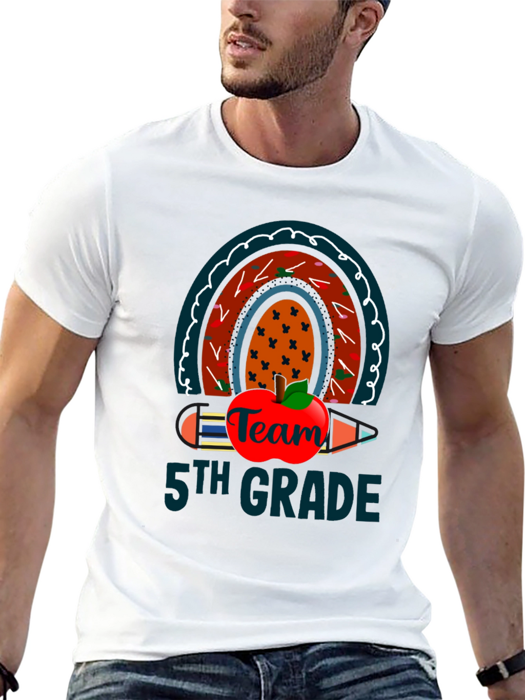 5th Grade Team Rainbow Apple T-Shirt