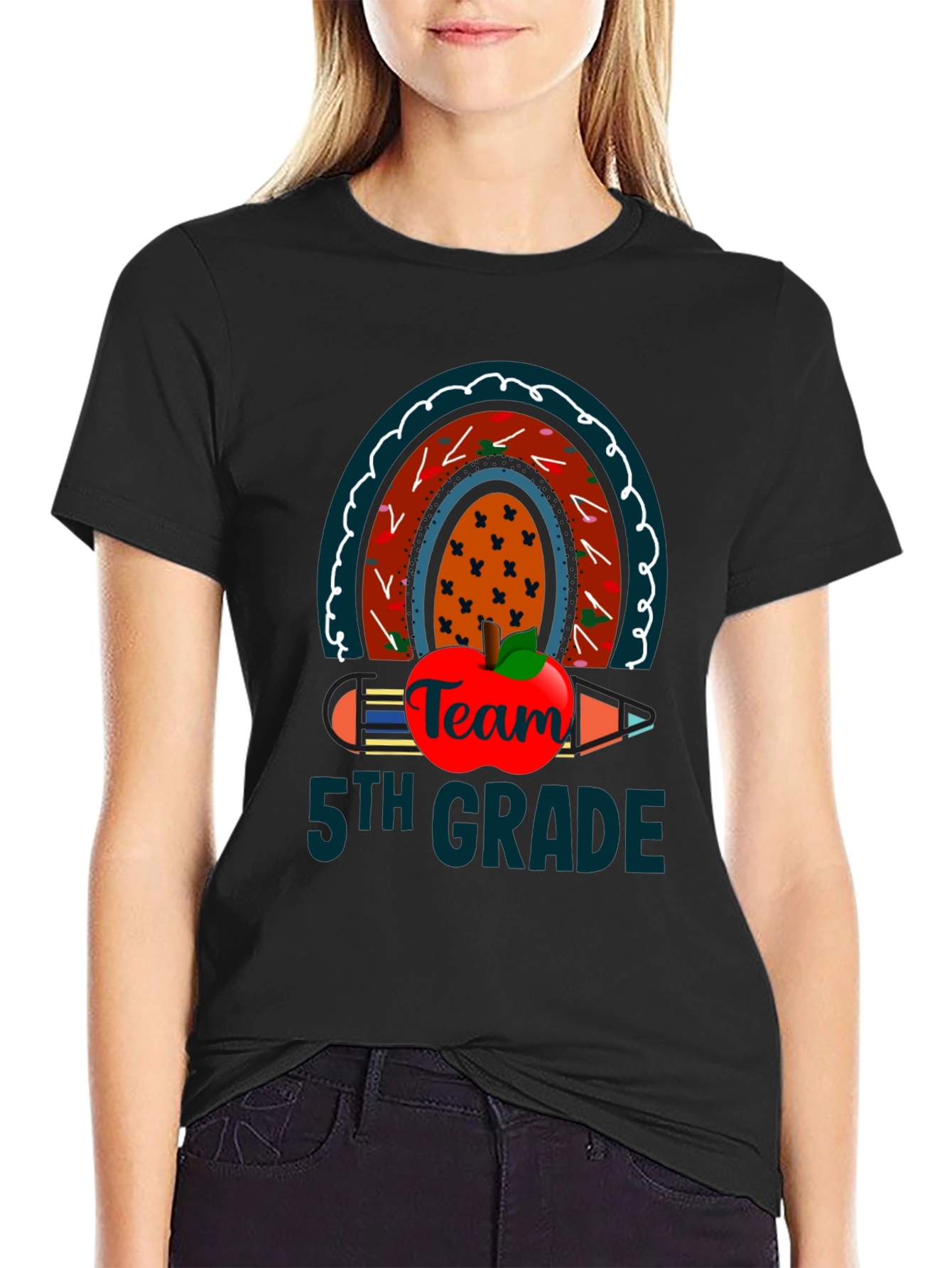 5th Grade Team Rainbow Apple T-Shirt