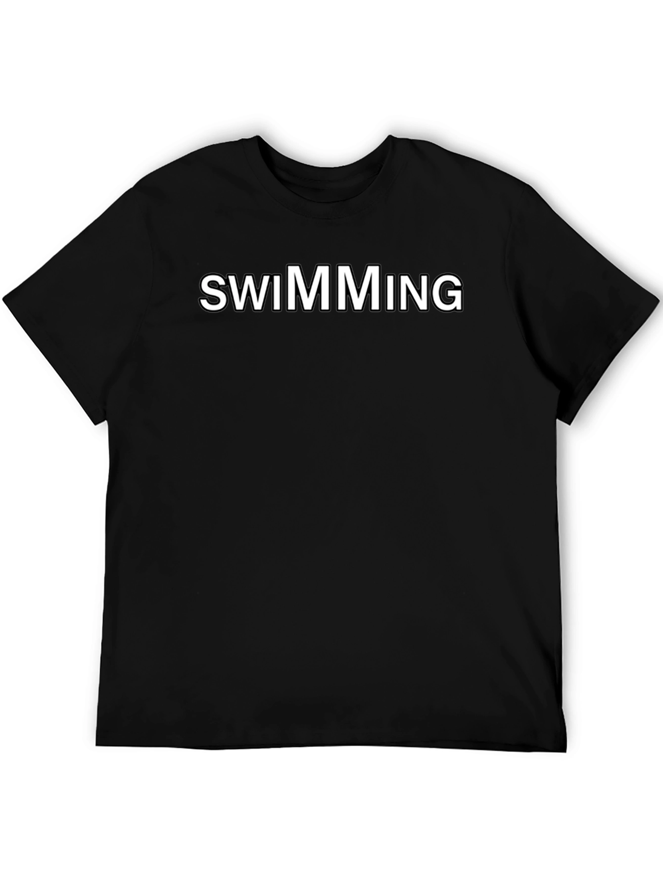 Swimming Graphic Tee - Black Cotton Blend Shirt