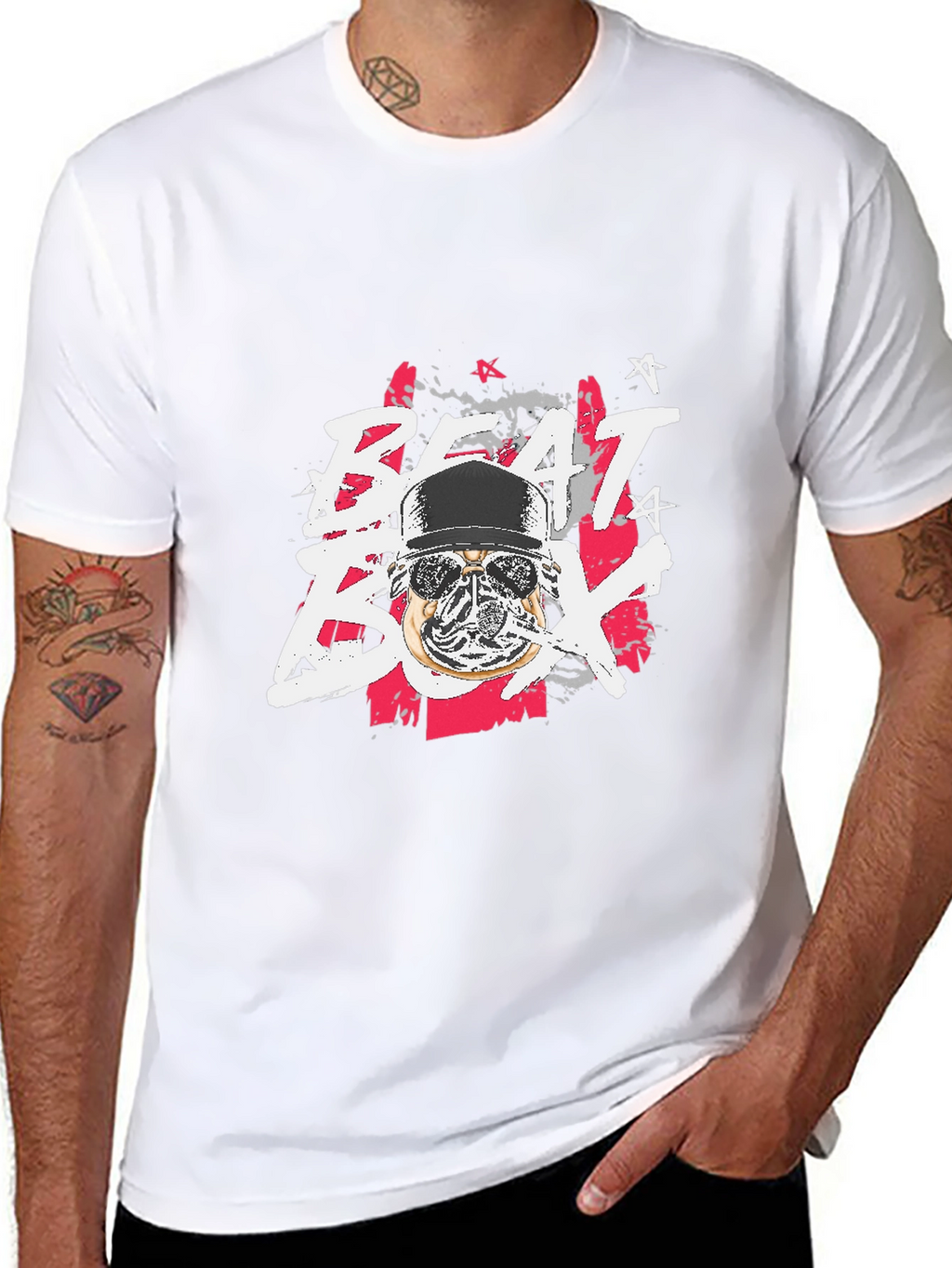 Beat Box Graphic Print Black T-Shirt