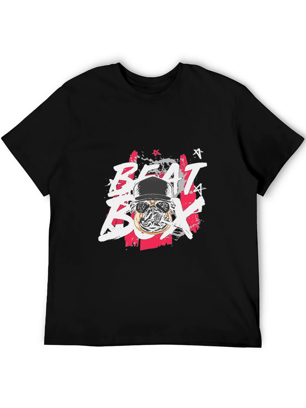 Beat Box Graphic Print Black T-Shirt