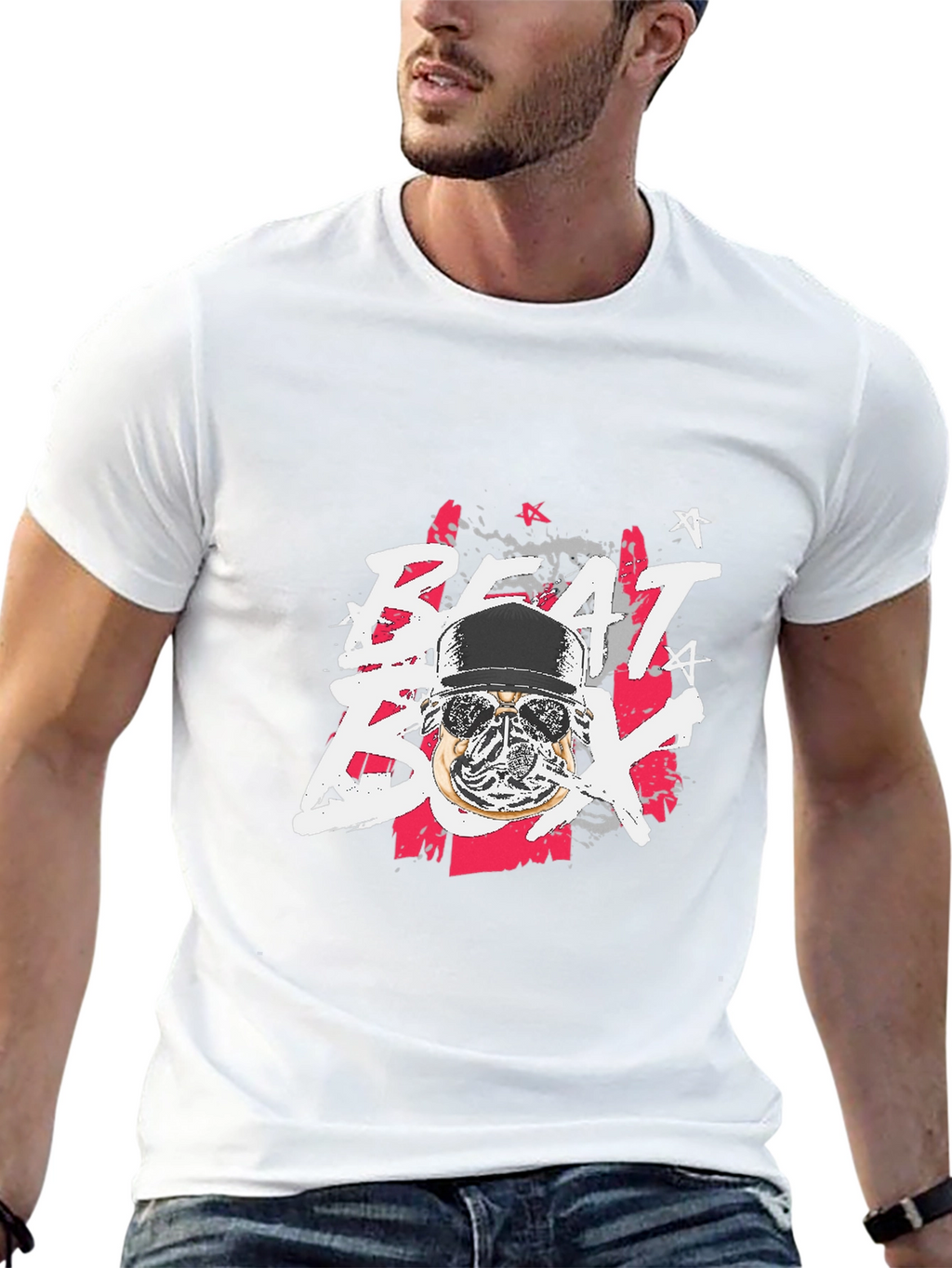 Beat Box Graphic Print Black T-Shirt