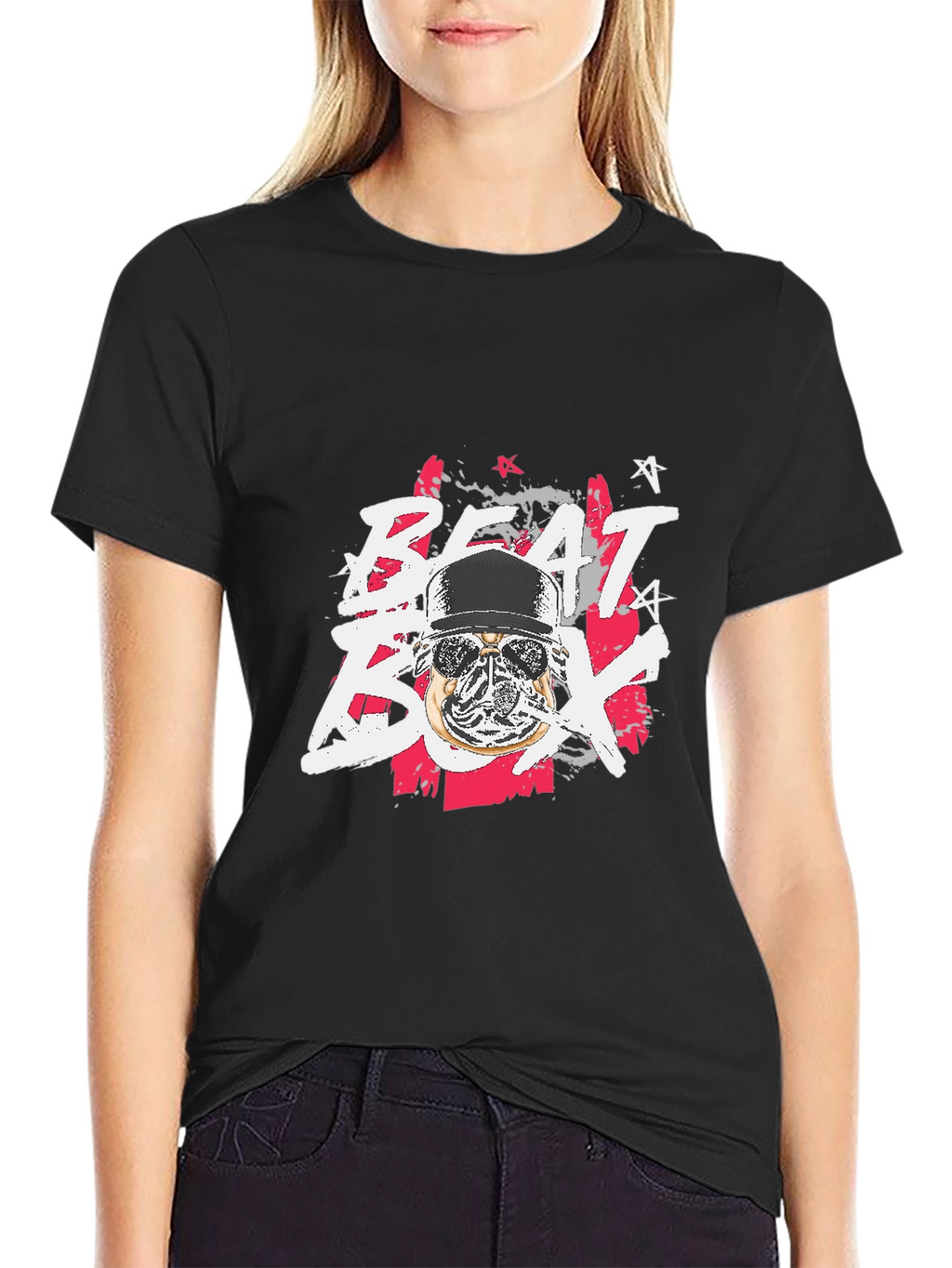 Beat Box Graphic Print Black T-Shirt
