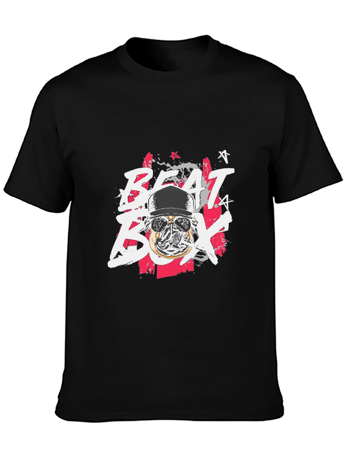 Beat Box Graphic Print Black T-Shirt