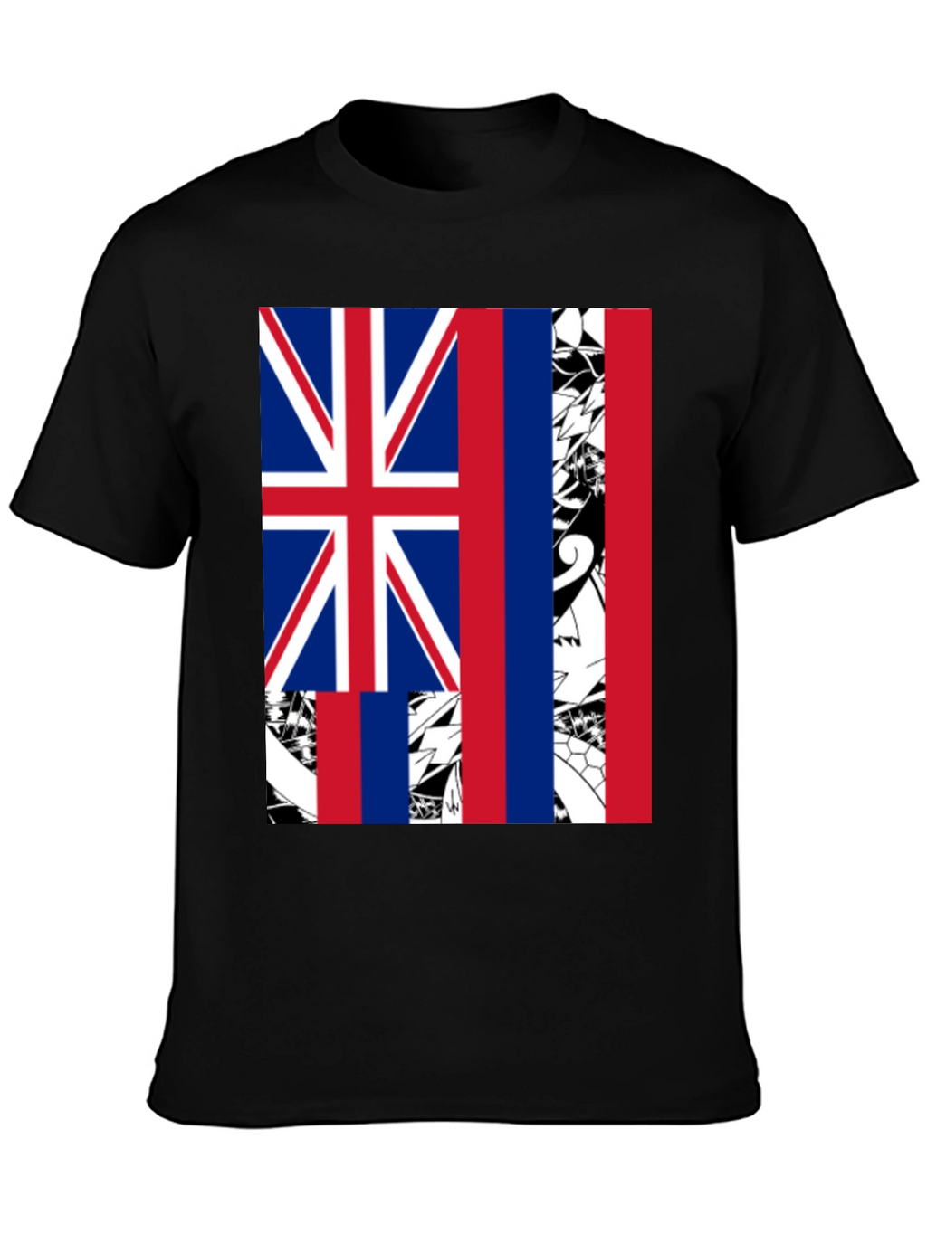 Hawaii Flag Graphic Tee - Mens Black T-Shirt