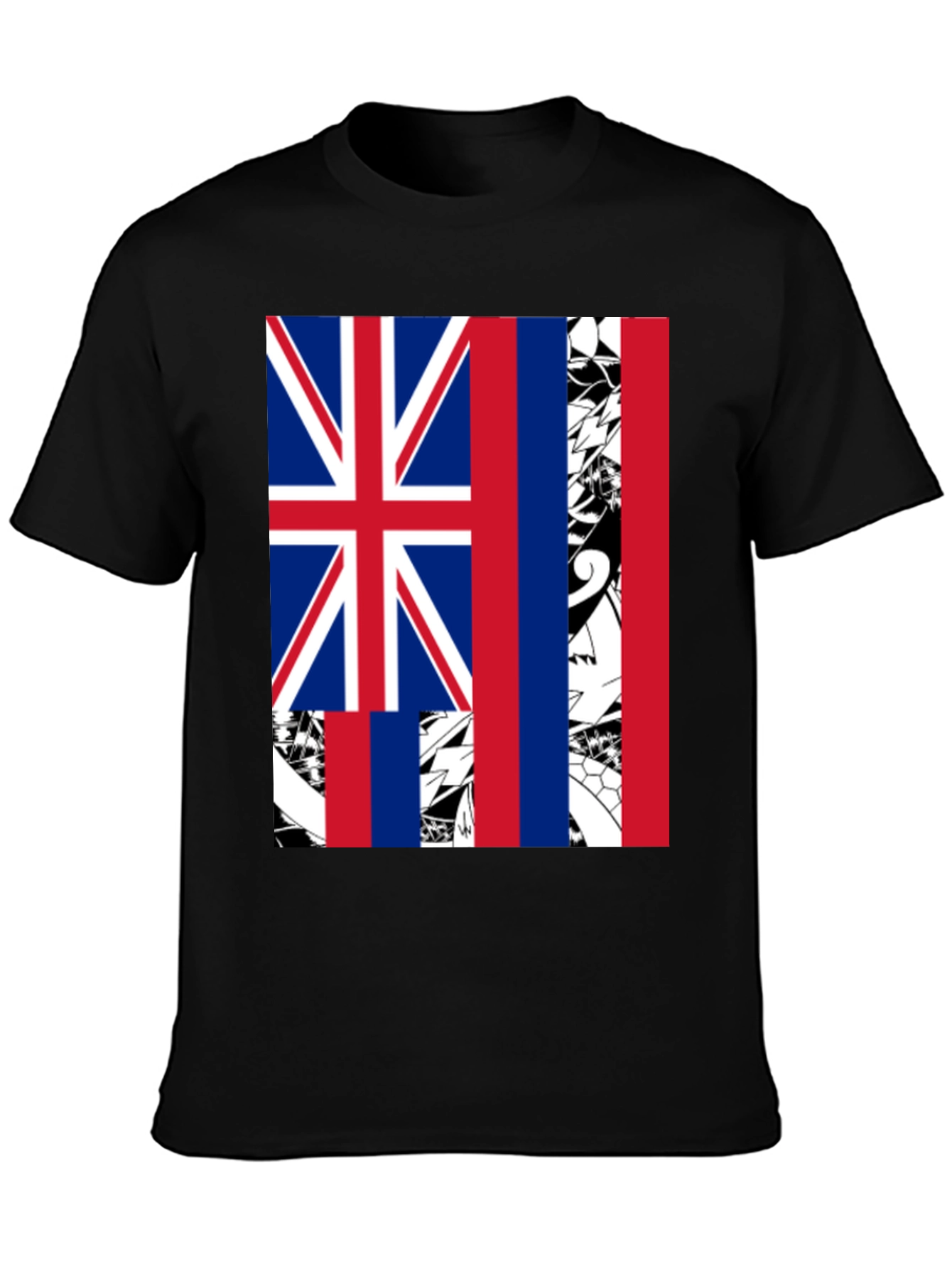 Hawaii Flag Graphic Tee - Mens Black T-Shirt