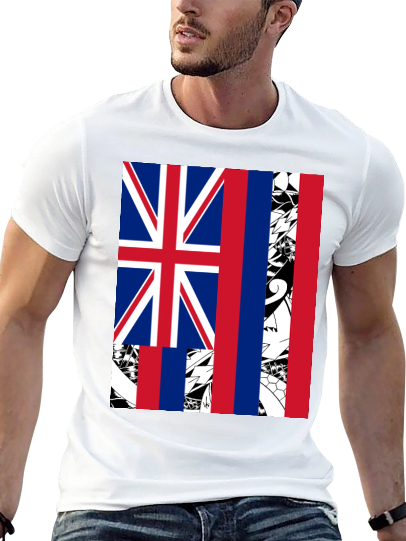 Hawaii Flag Graphic Tee - Mens Black T-Shirt